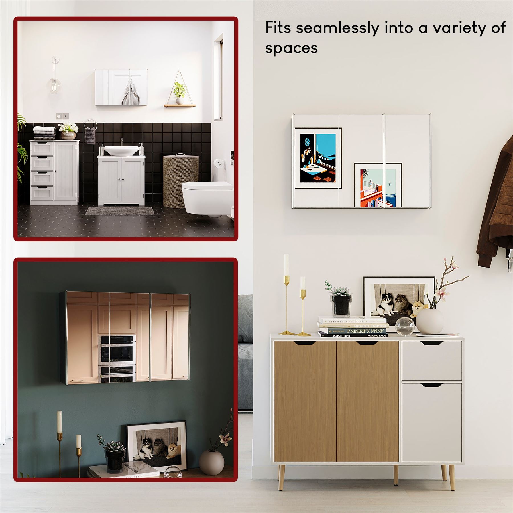Wall Mounted Cabinet Bathroom White Single Double Door Vanity Storage Cupboard - Picture 109 of 113