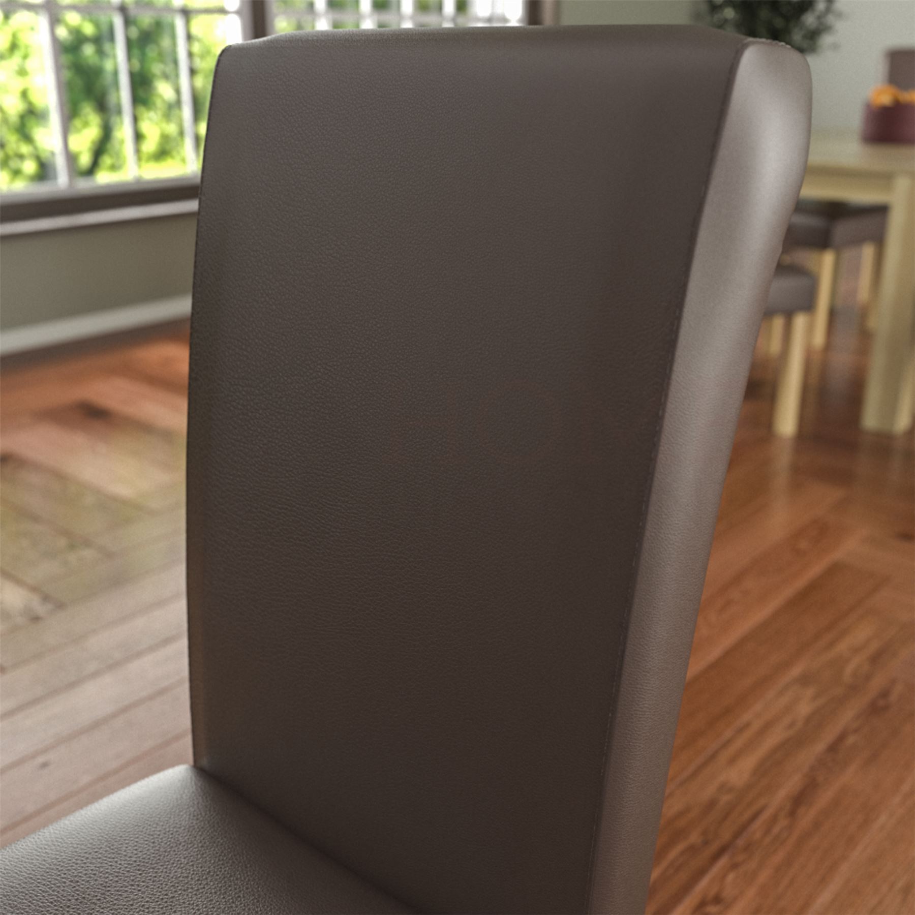 Dining Table & Chairs Set 4/6 Faux Leather Fabric Kitchen Padded Seat Furniture - Picture 60 of 87