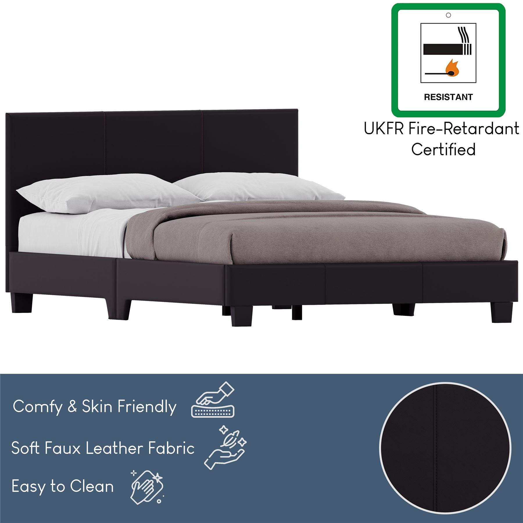 Ottoman Storage Bed Gas Lift Double King Size Leather Bed Slatted Base Headboard - Picture 50 of 137