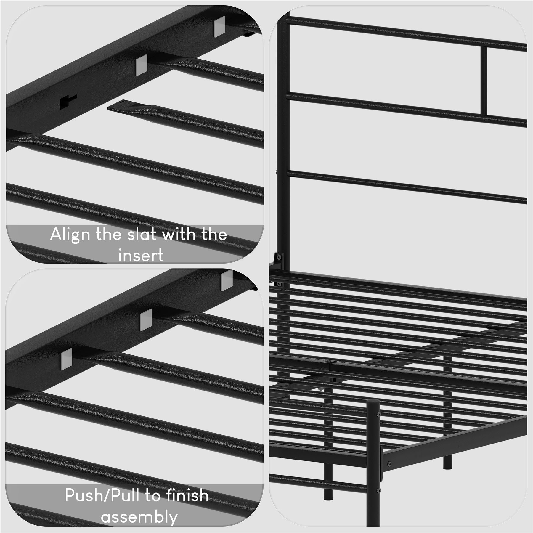 Metal Bed Single Double King Size Slat Base Headboard Set Bedroom Furniture - Picture 30 of 187