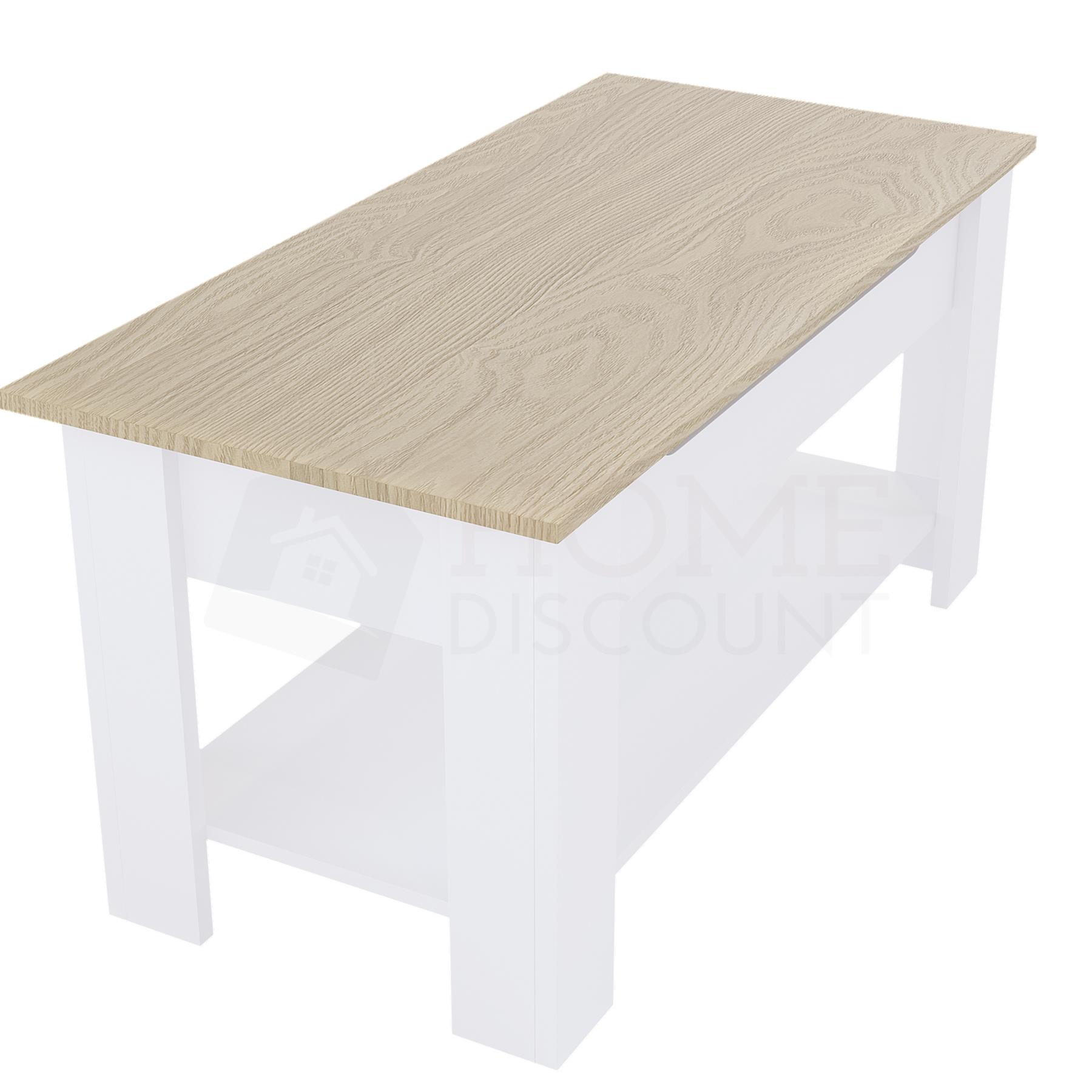 Holz Couchtisch Lift Up Stauraumplatte mit Ablage Wohnzimmer Möbel - Bild 39 von 43