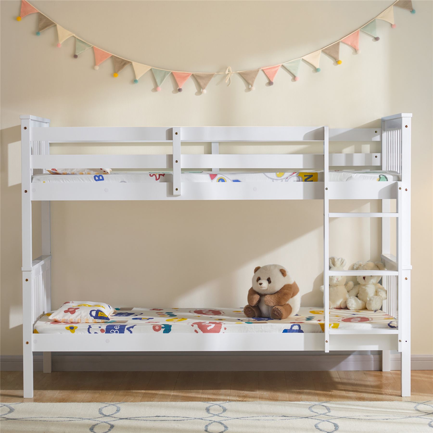 Wooden Bunk Beds Detachable Triple Sleeper High Sleeper Ladder Kids - Picture 12 of 25