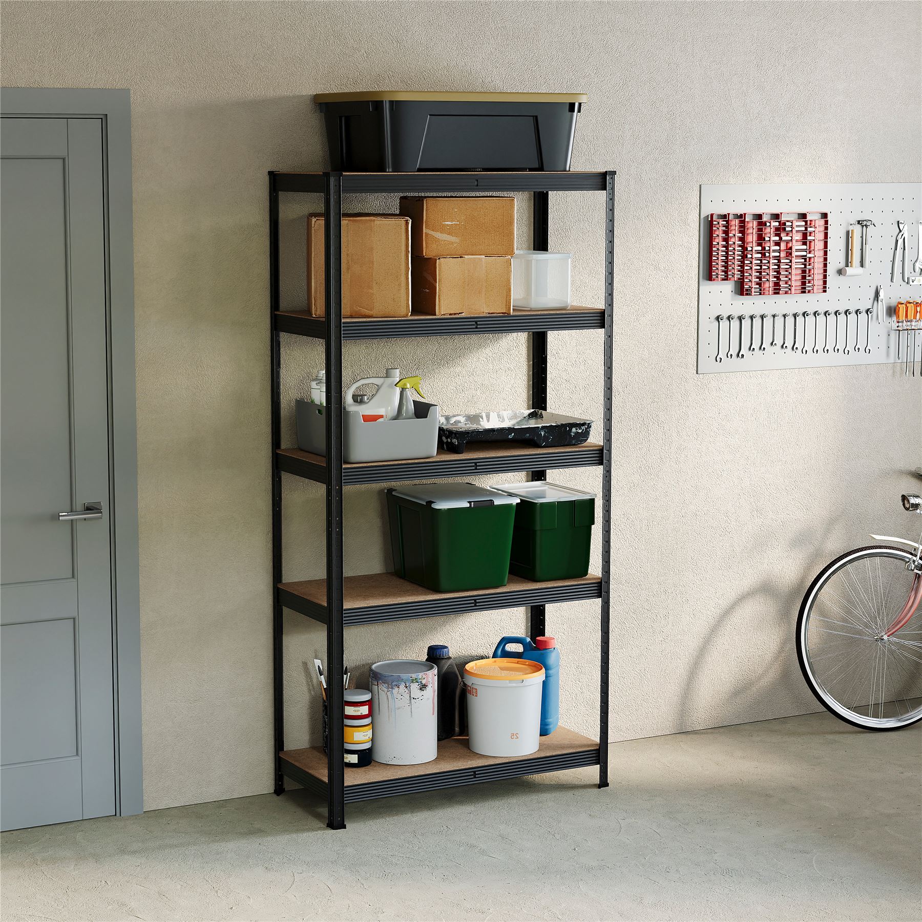 Heavy Duty Garage Shelving 5 Tier Racking Storage Garage Black - Picture 21 of 28