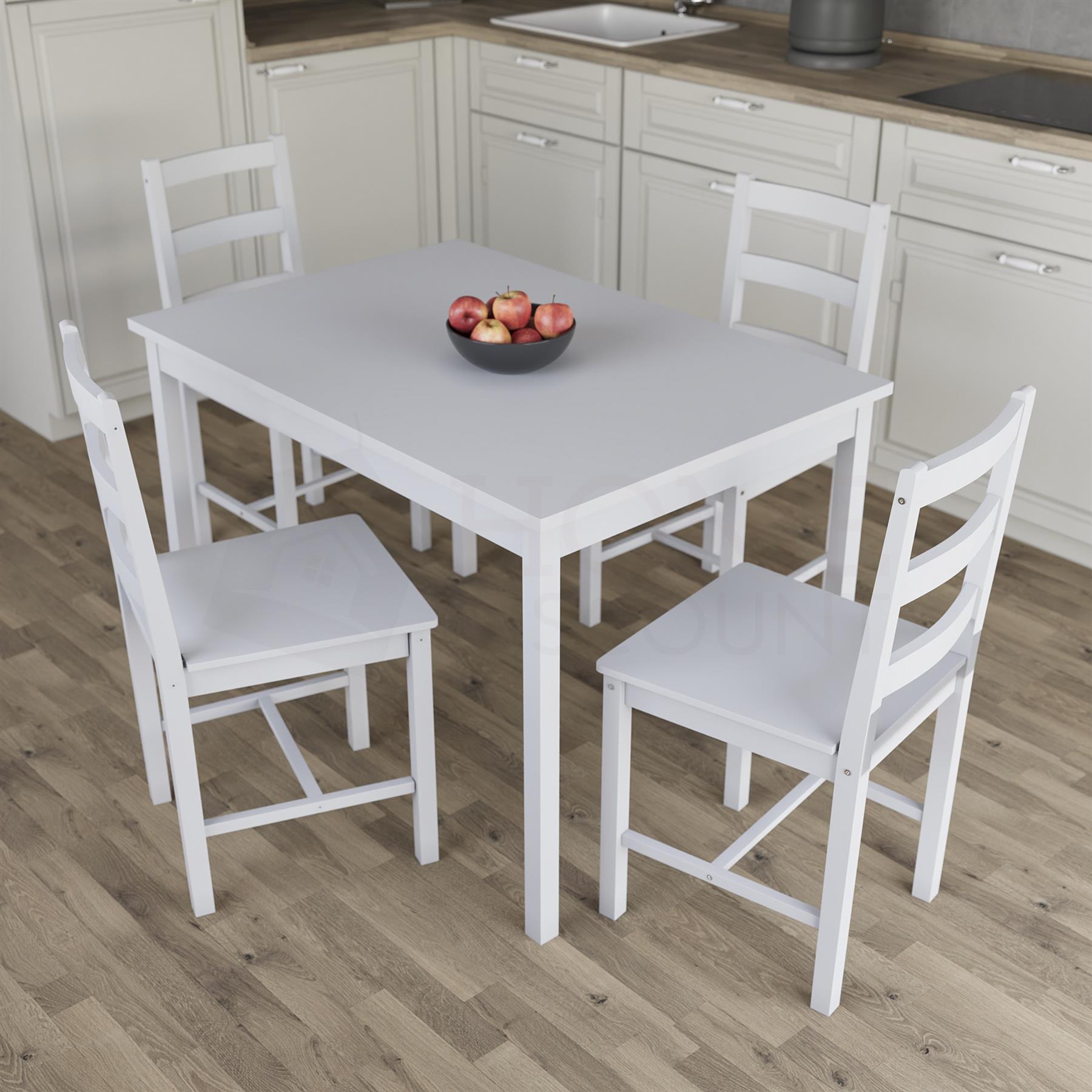 Solid Wood Dining Table and 2 4 Chairs Set Home Kitchen Furniture 3 Colours - Picture 29 of 73