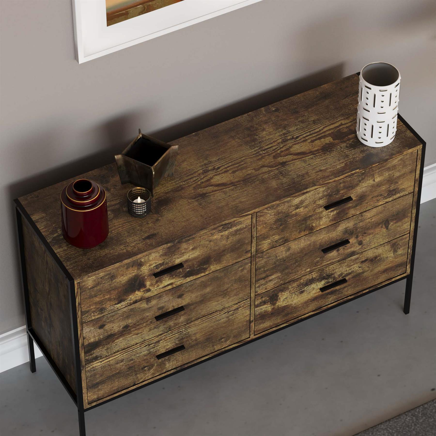 Industrial Chest of Drawers Bedroom Furniture Bedside Chest 1 to 6 Drawers - Picture 52 of 61