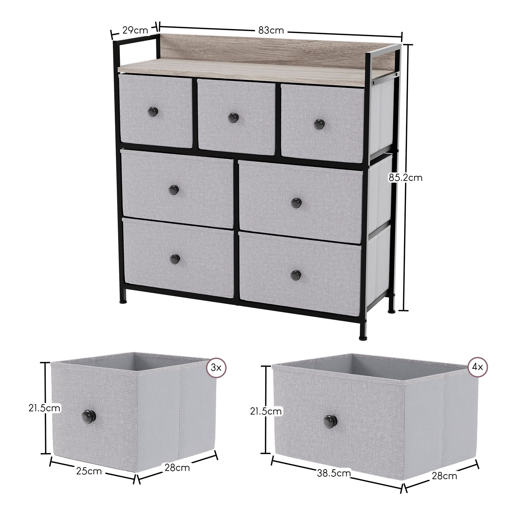 Vida Designs Stoff Kommode Aufbewahrungsschrank Schlafzimmer Flur 'UKFR' - Bild 116 von 193