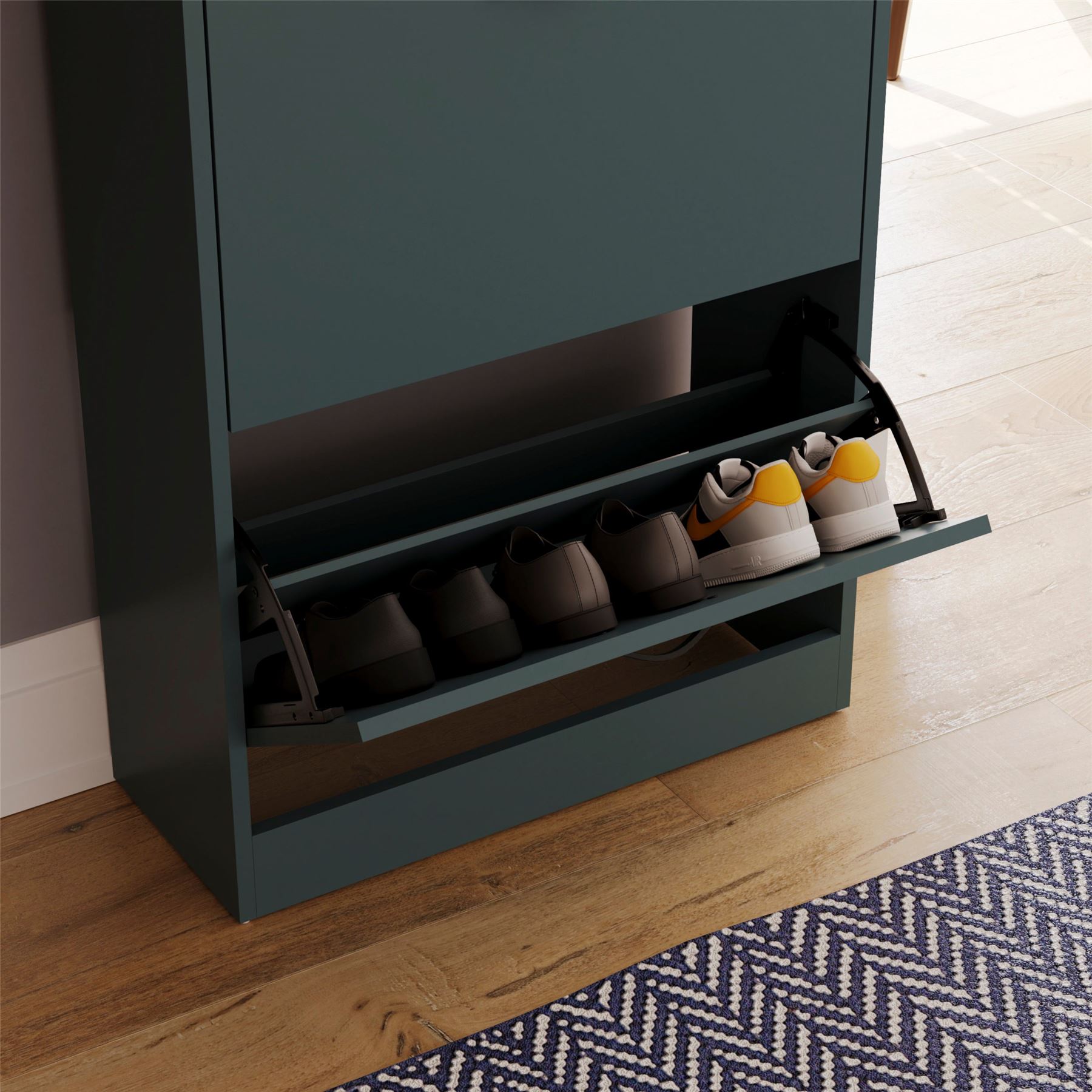 Schuhschrank mit 3 Schubladen Aufbewahrungsschrank Schuhe Ständer Regal Holz weiß schwarz - Bild 62 von 79