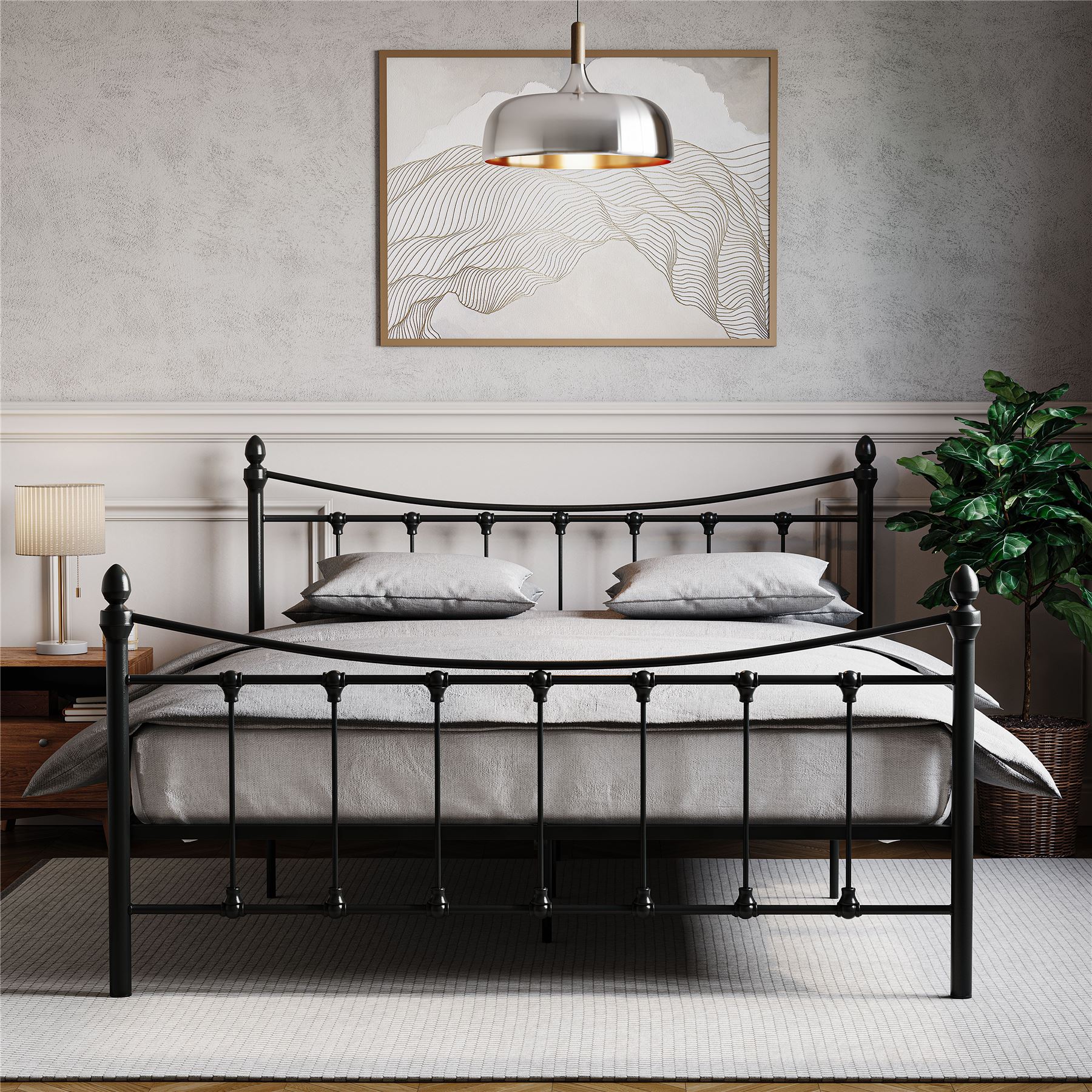 Metal Bed Single Double King Size Slat Base Headboard Set Bedroom Furniture - Picture 187 of 187