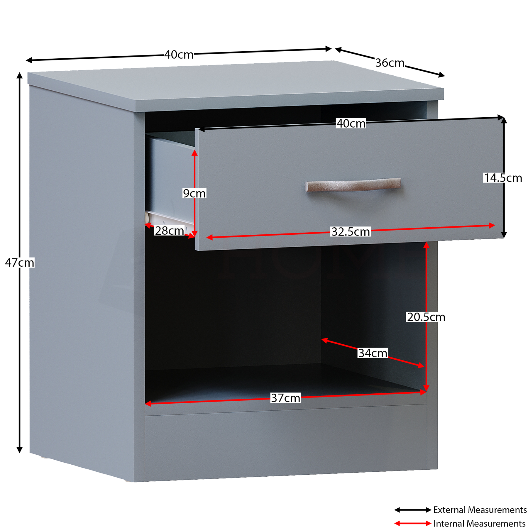 Grey Chest of Drawers Modern Bedroom Furniture Bedside Table Wardrobe Desk - Picture 70 of 72