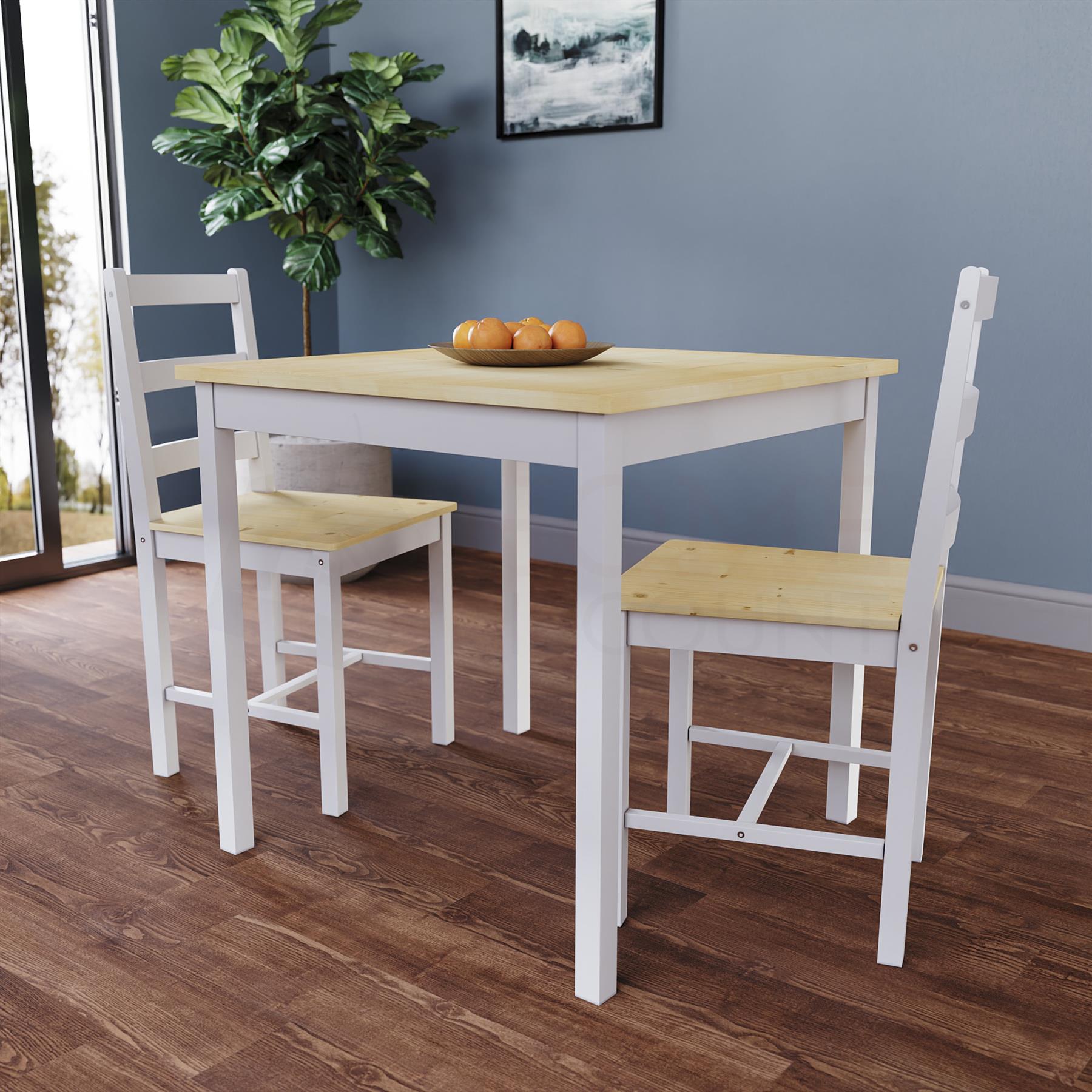 Solid Wood Dining Table and 2 4 Chairs Set Home Kitchen Furniture 3 Colours - Picture 18 of 73