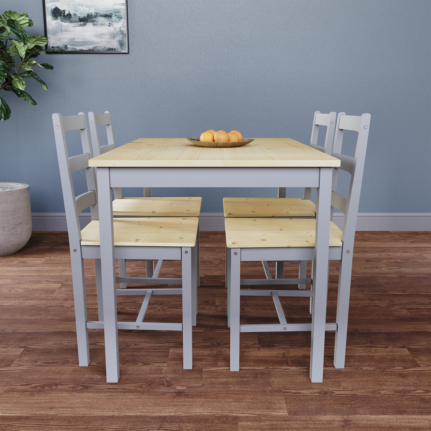Solid Wood Dining Table and 2 4 Chairs Set Home Kitchen Furniture 3 Colours - Picture 65 of 73