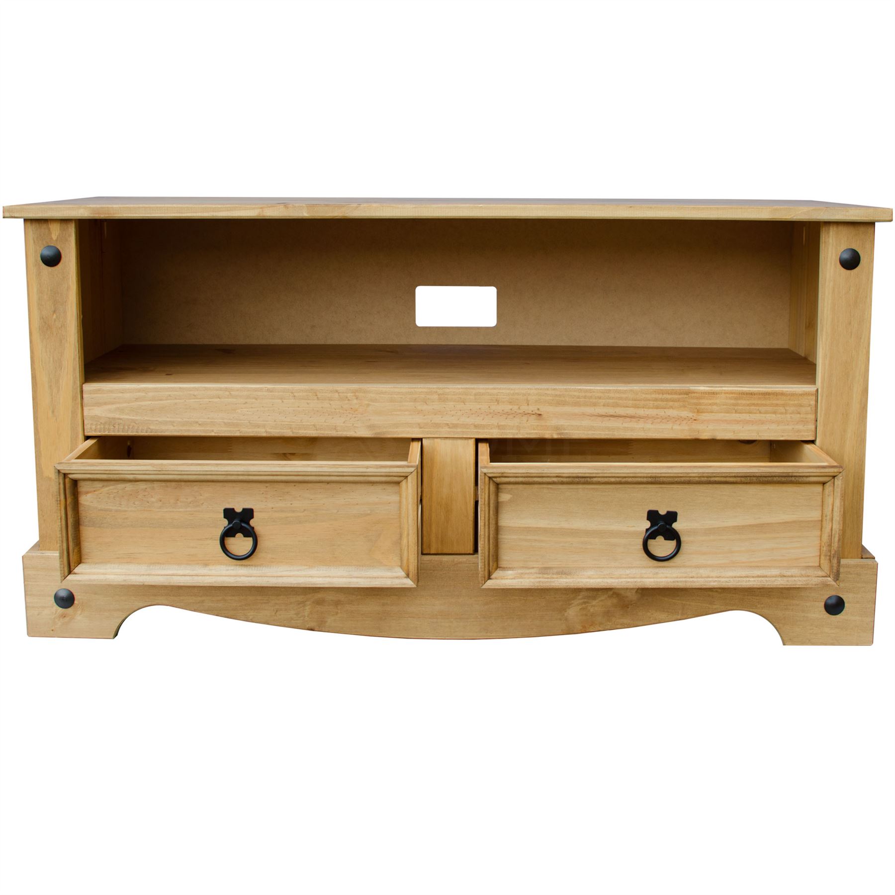 Corona Flat Screen TV Unit Stand 2 Drawer Mexican Solid Pine By Home