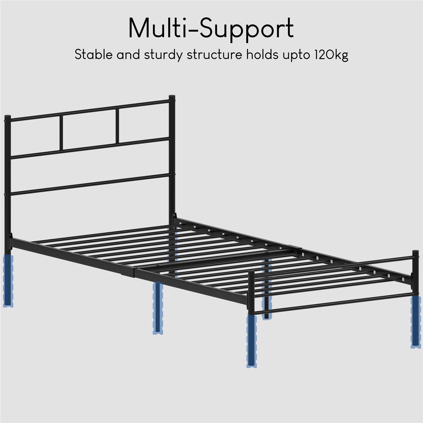 Metal Bed Single Double King Size Slat Base Headboard Set Bedroom Furniture - Picture 8 of 187