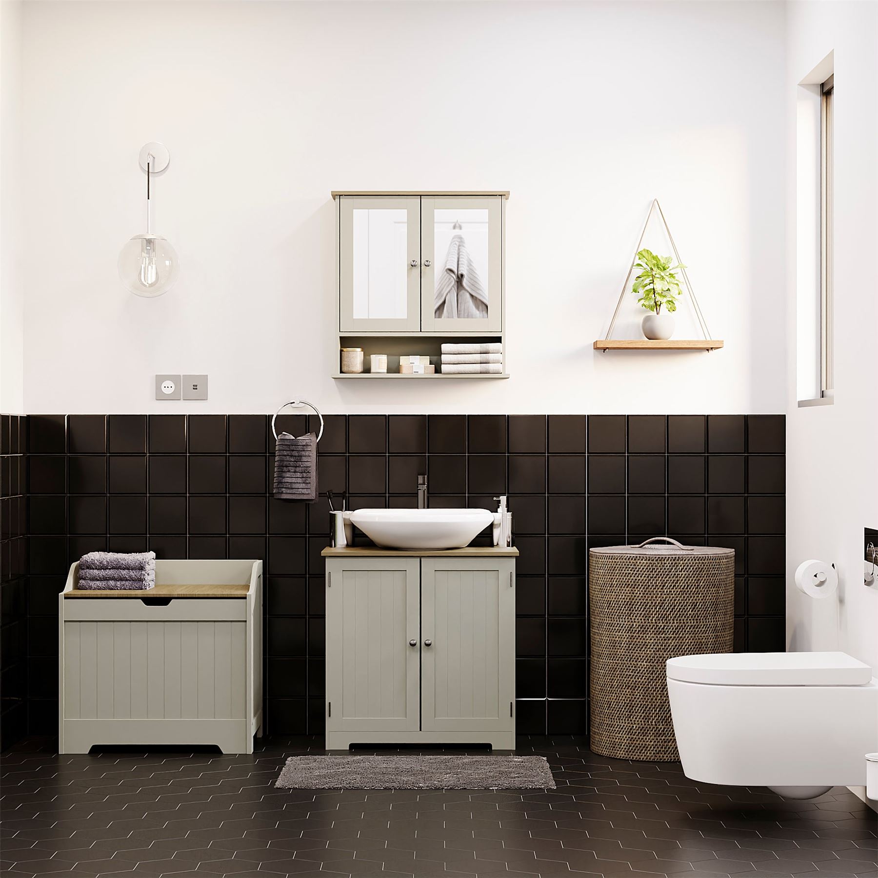 Bathroom Laundry Chest Storage Ottoman Hamper Cabinet Box MDF Wood Basket Bin - Picture 17 of 25