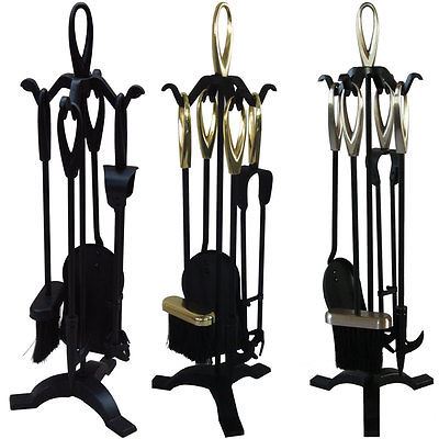 5 Piece Set Compagnon Noir Laiton Nickel Cheminee Accessoires Par