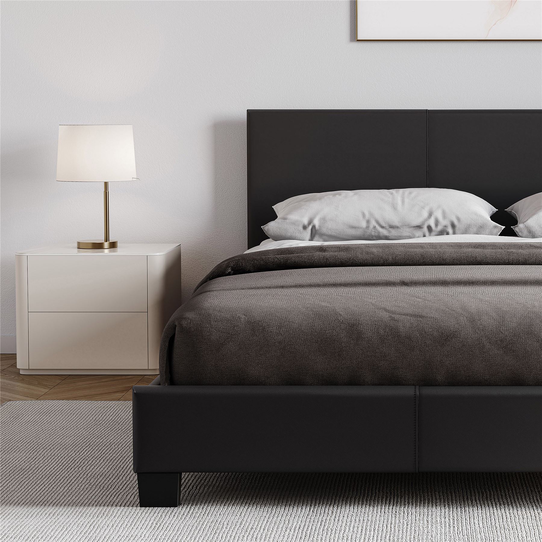Ottoman Storage Bed Gas Lift Double King Size Leather Bed Slatted Base Headboard - Picture 43 of 137