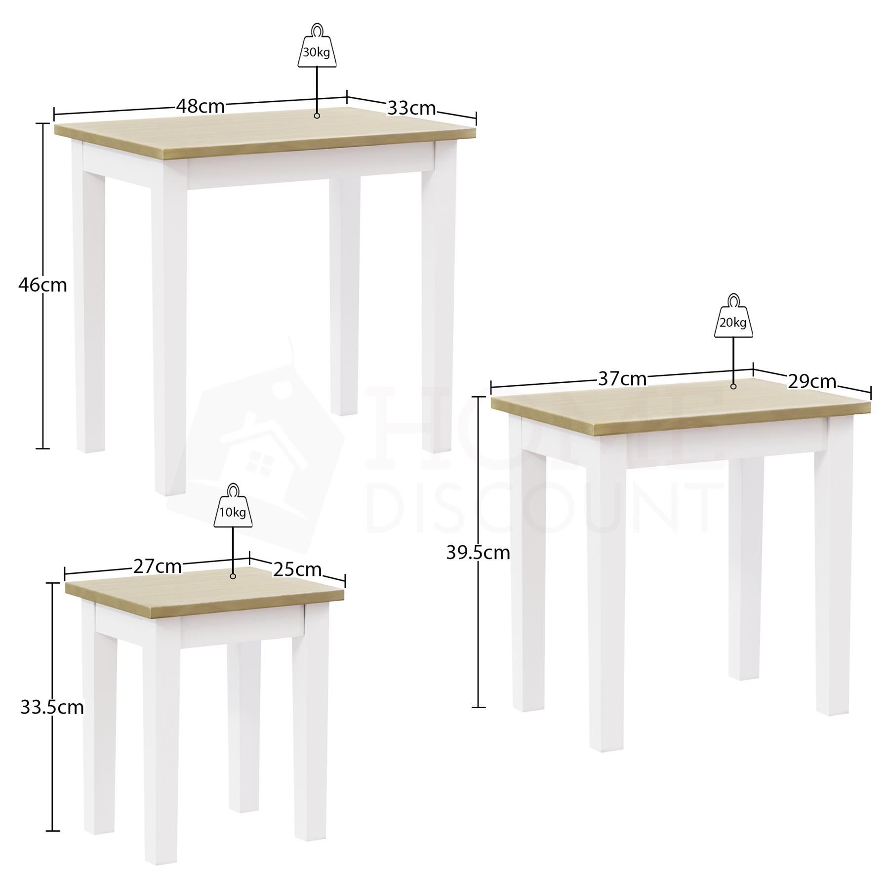Wooden Nest of Tables 3 Piece Table Set Coffee Side Living Room Furniture - Picture 30 of 37