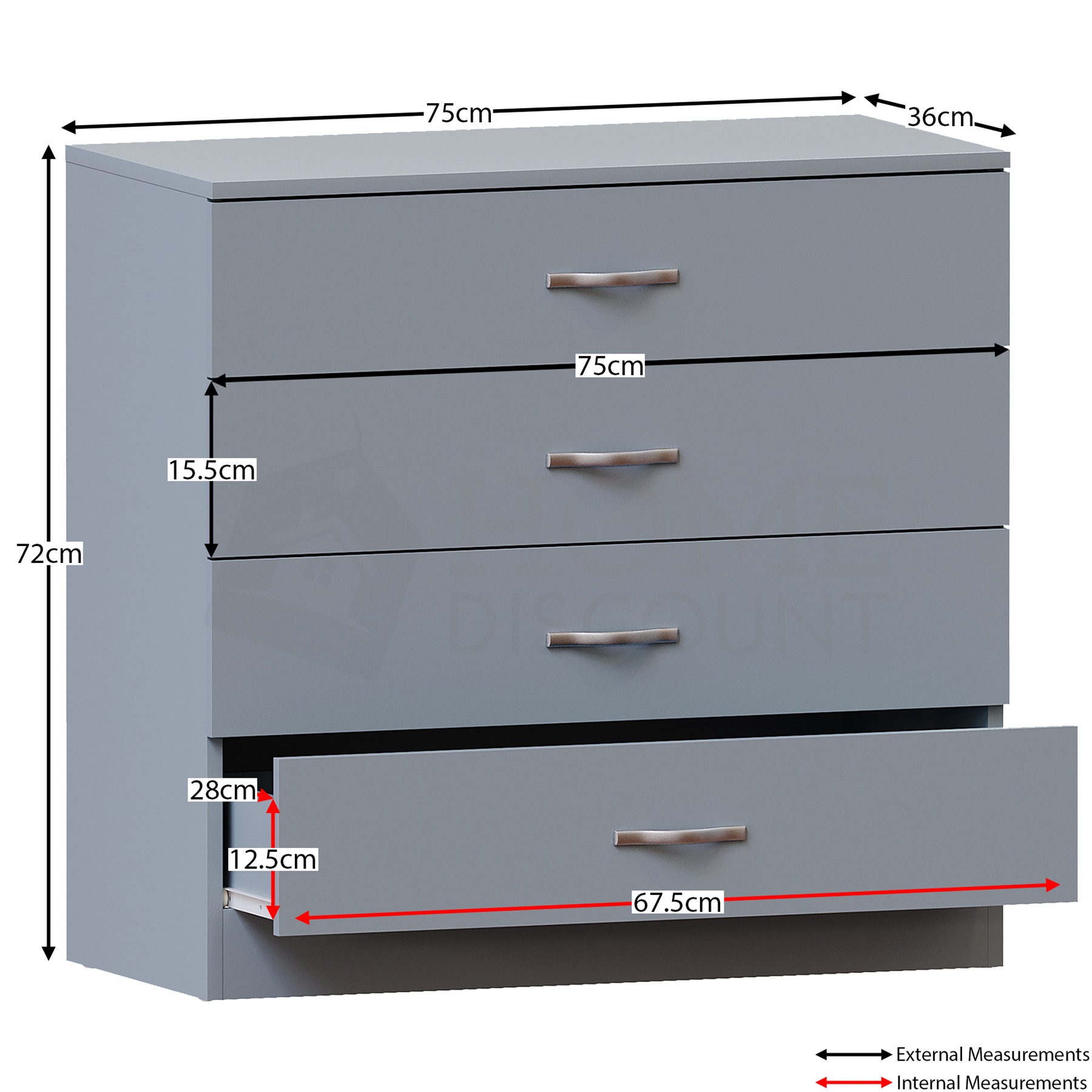 Grey Chest of Drawers Modern Bedroom Furniture Bedside Table Wardrobe Desk - Picture 72 of 72