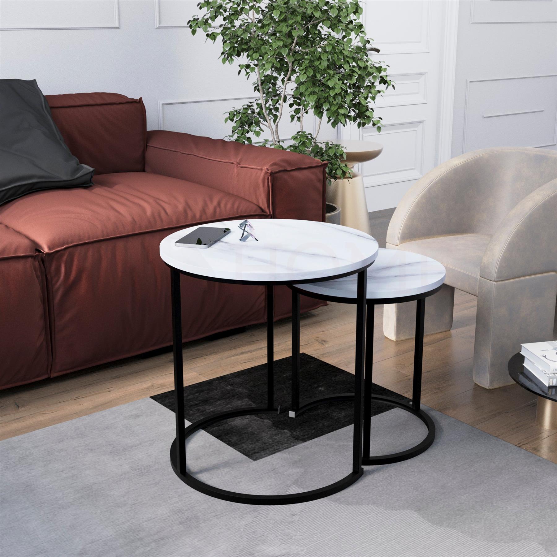 Set of 2 3 Coffee Nesting Table Set Sofa Side End Table Industrial Living Room - Picture 69 of 107