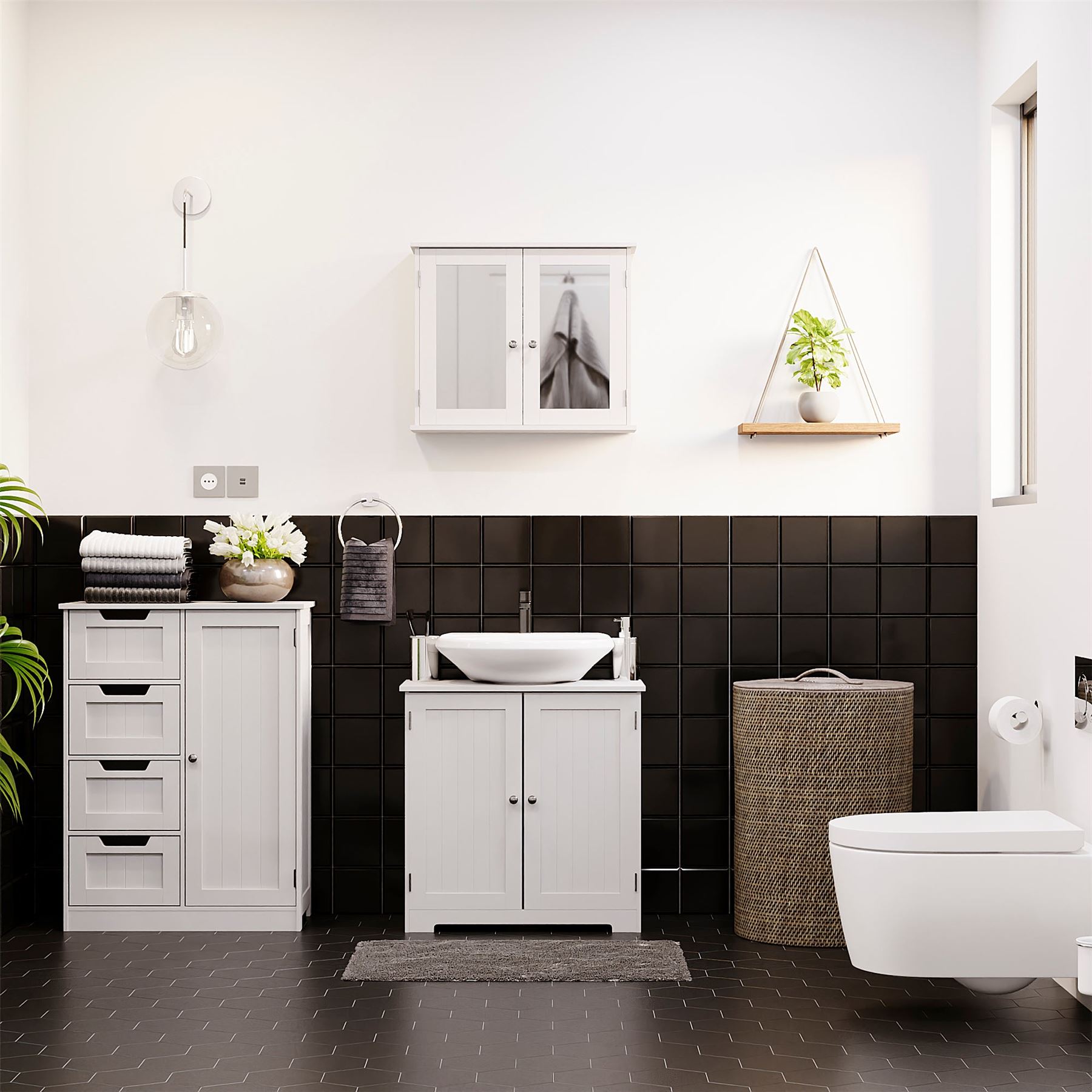 Wall Mounted Cabinet Bathroom White Single Double Door Vanity Storage Cupboard - Picture 33 of 113