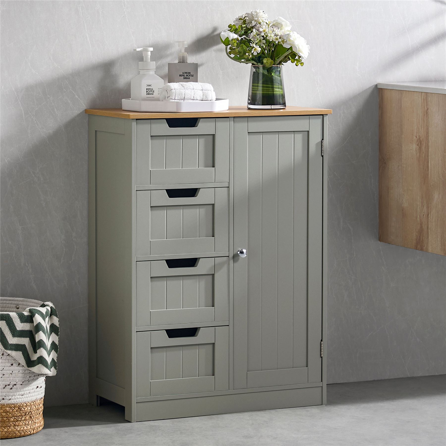 Priano Freistehender Badschrank Unterschrank Grau Waschtischunterschrank Aufbewahrung - Bild 48 von 65