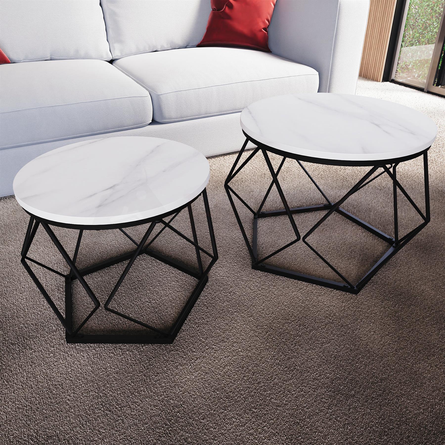 Set of 2 3 Coffee Nesting Table Set Sofa Side End Table Industrial Living Room - Picture 27 of 107
