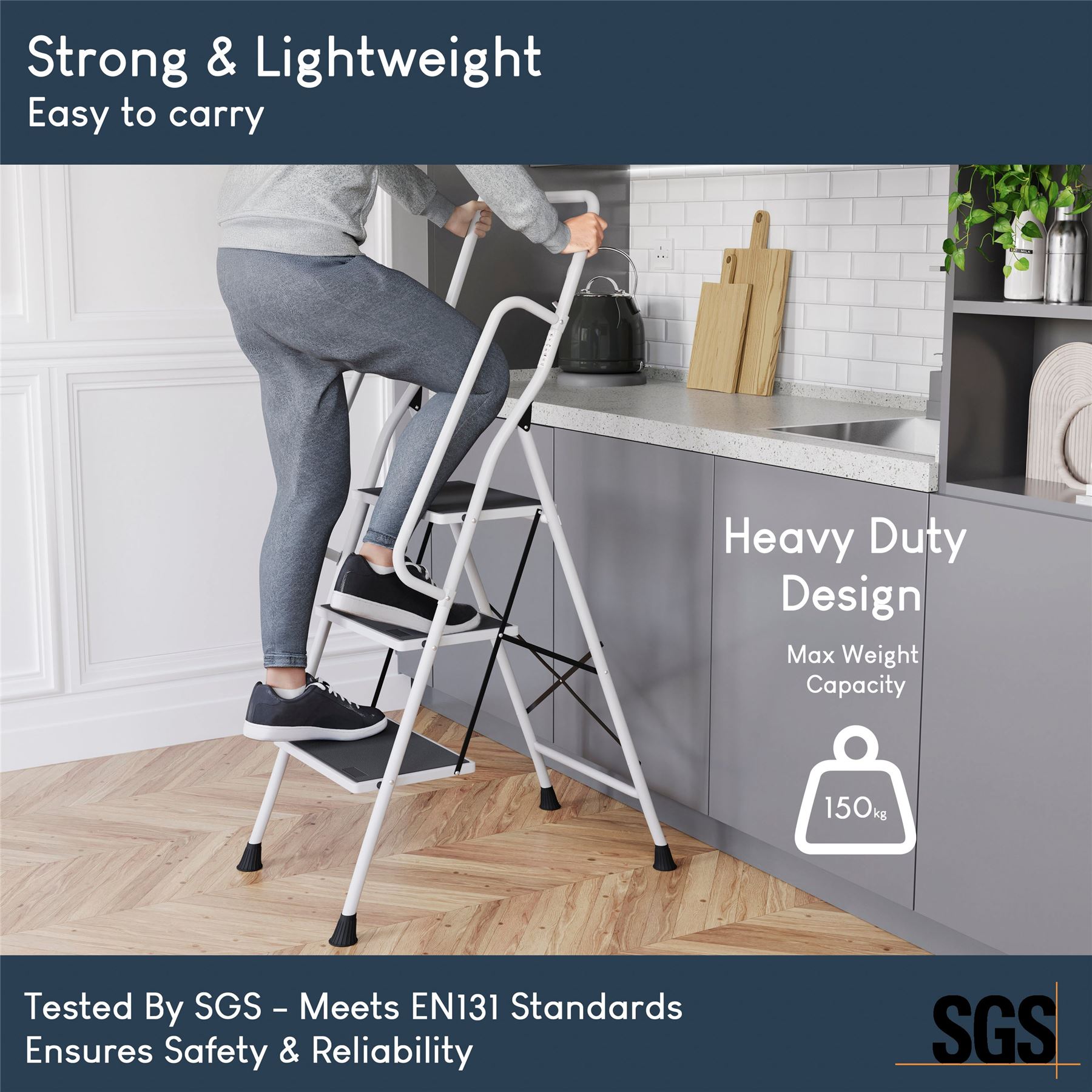 2 3 4 Step Ladder Folding Portable Compact Heavy Duty Iron Anti-Slip Mat Stool - Picture 44 of 69