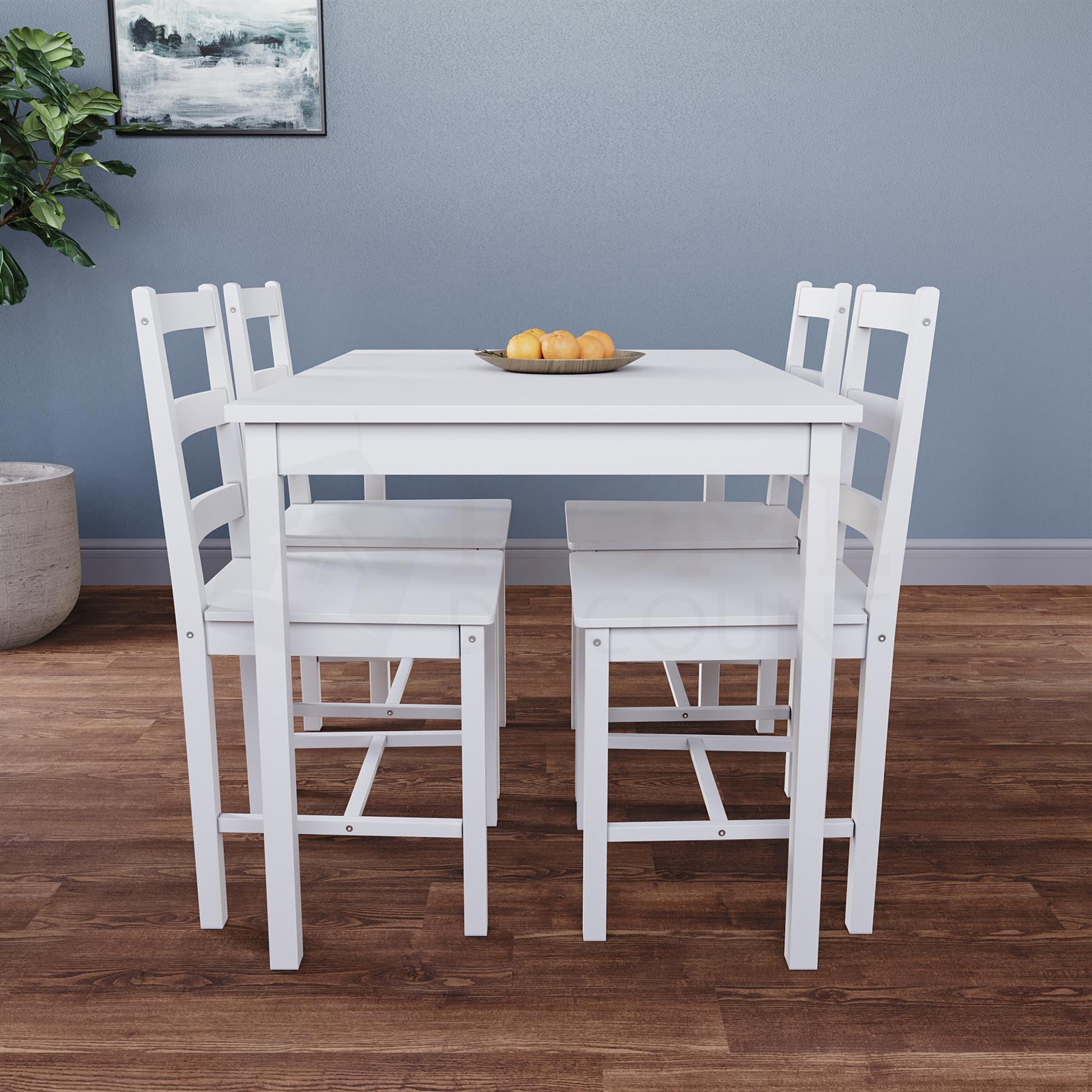 Solid Wood Dining Table and 2 4 Chairs Set Home Kitchen Furniture 3 Colours - Picture 33 of 73