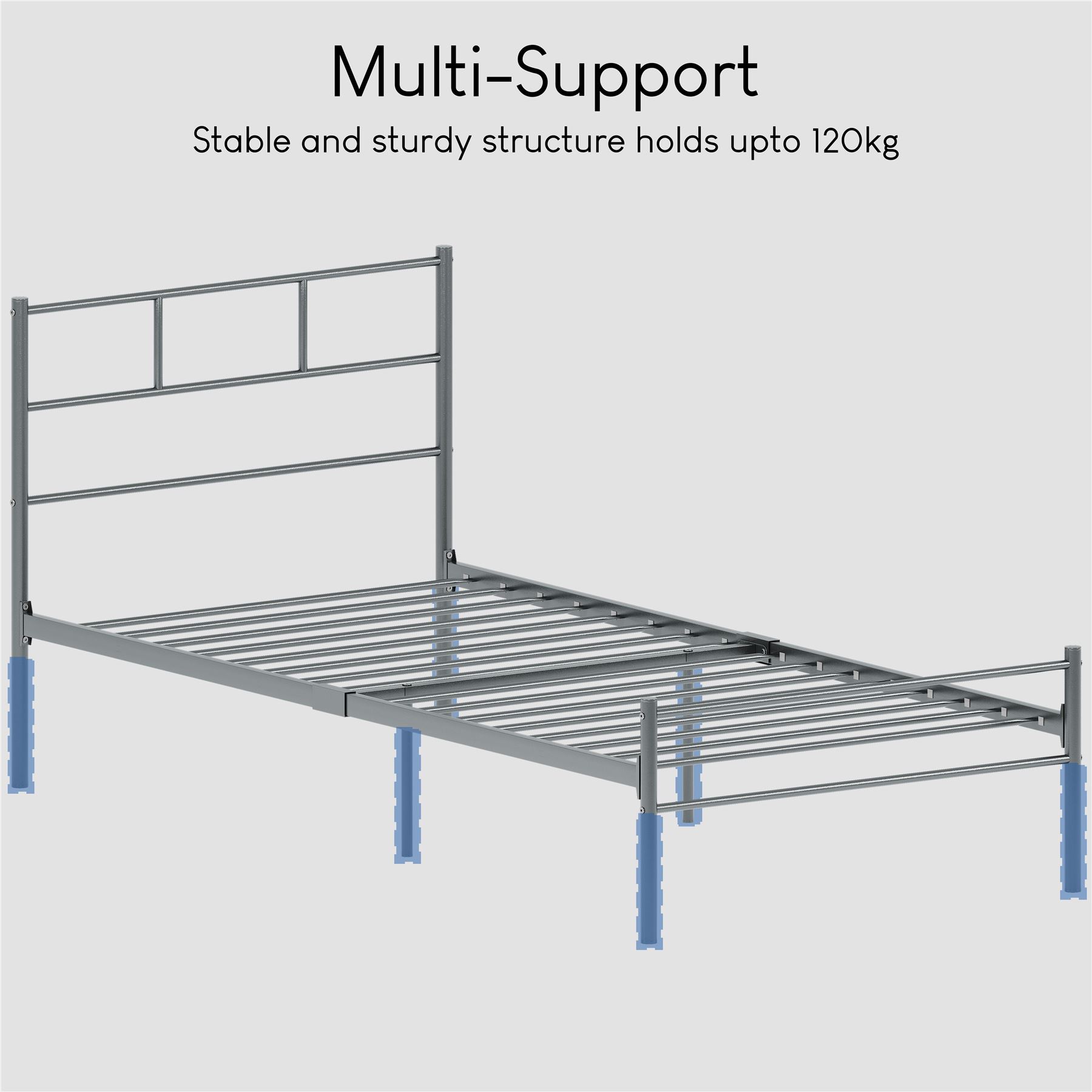 Metal Bed Single Double King Size Slat Base Headboard Set Bedroom Furniture - Picture 16 of 187