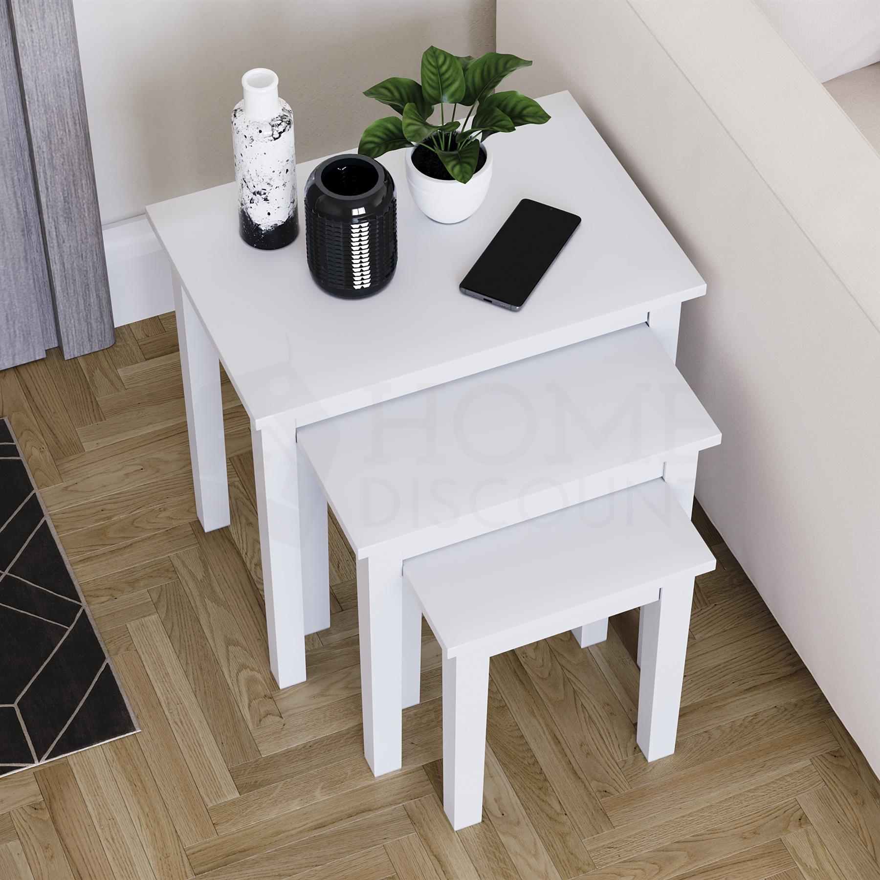 Wooden Nest of Tables 3 Piece Table Set Coffee Side Living Room Furniture - Picture 22 of 37