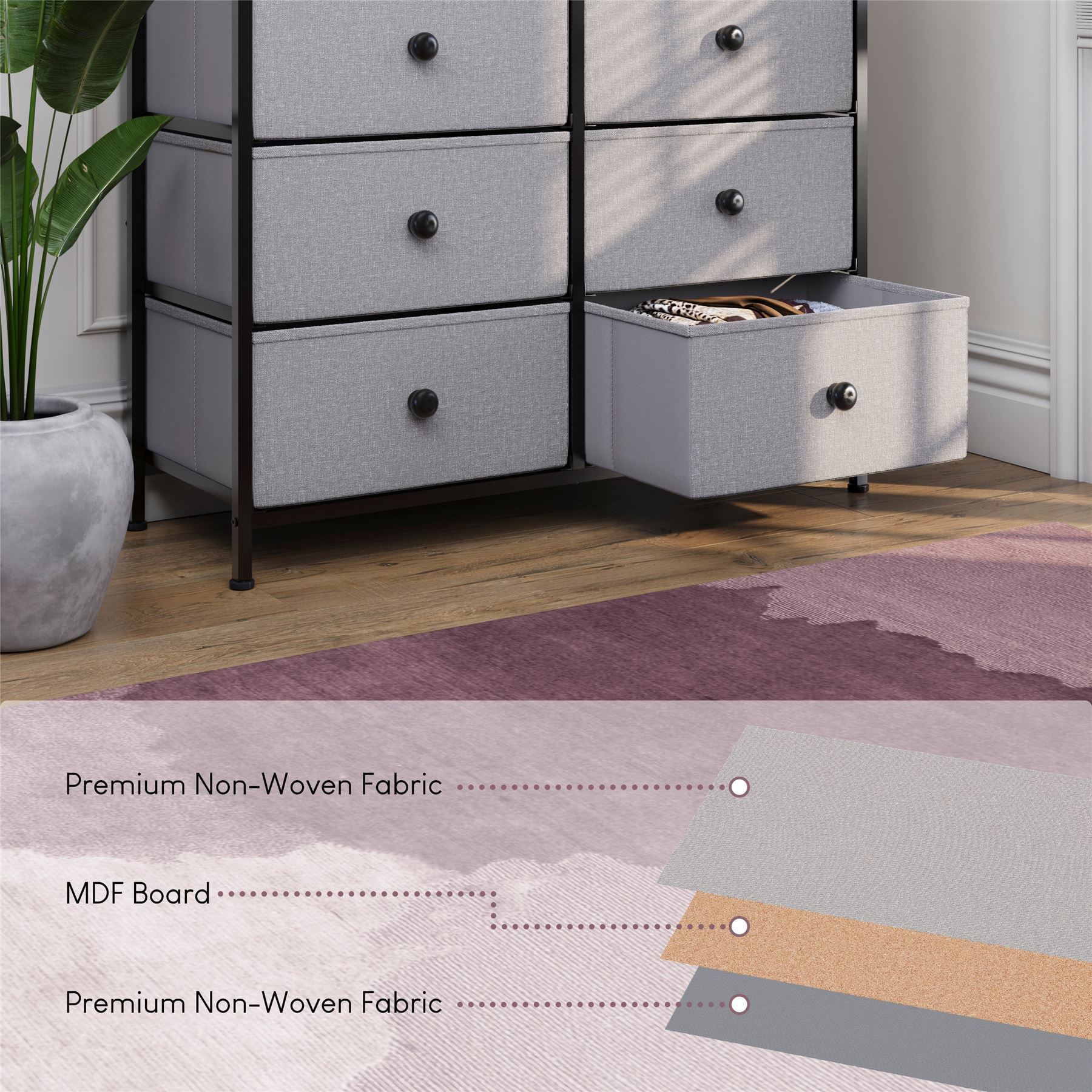 Vida Designs Stoff Kommode Aufbewahrungsschrank Schlafzimmer Flur 'UKFR' - Bild 146 von 193
