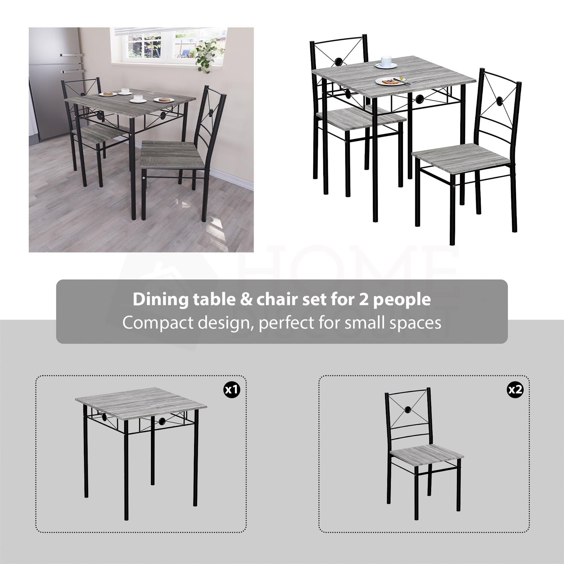 Wooden Dining Table & Chair Set 2 / 4 Seater Bench Chair Kitchen Room Furniture - Picture 46 of 82