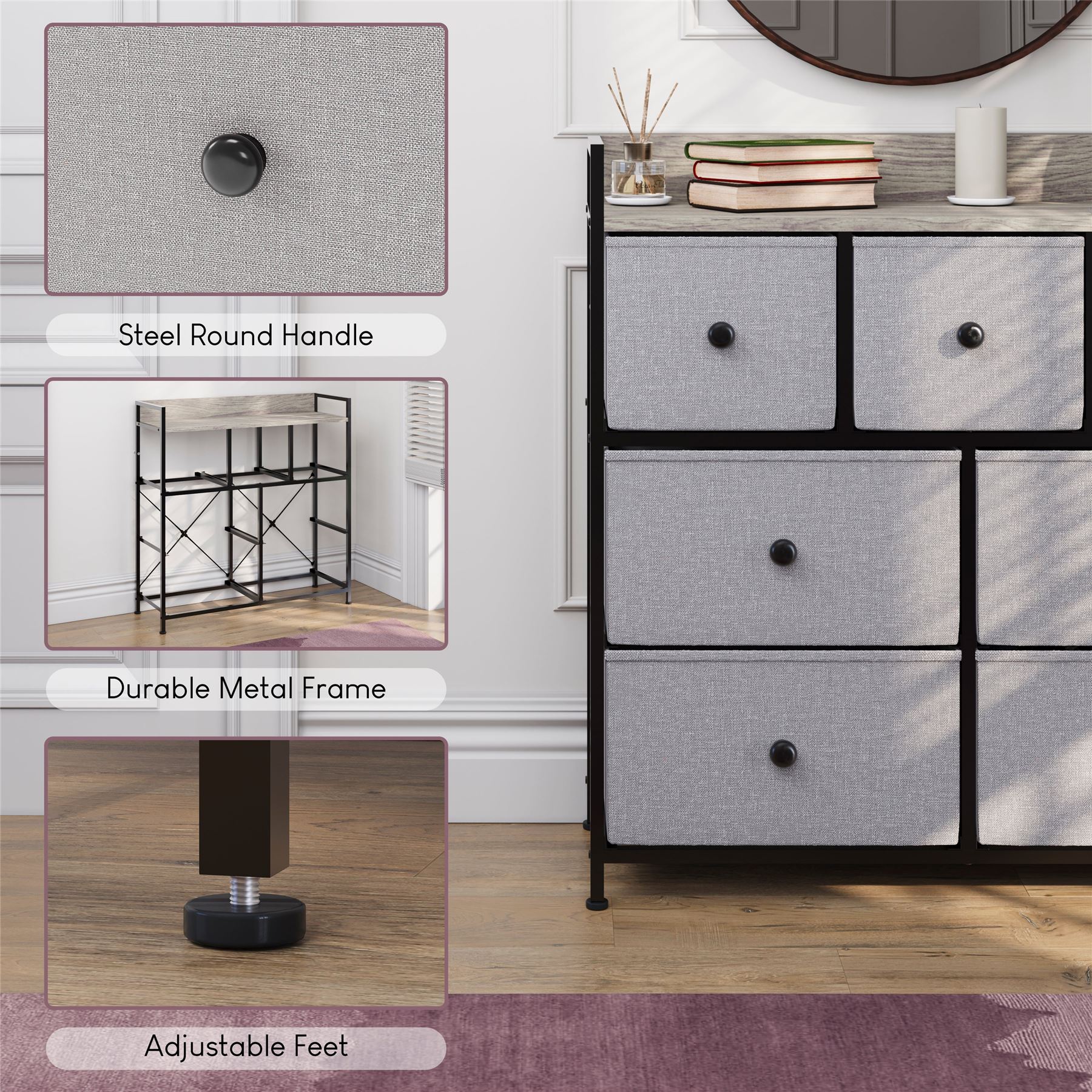 Vida Designs Stoff Kommode Aufbewahrungsschrank Schlafzimmer Flur 'UKFR' - Bild 117 von 193