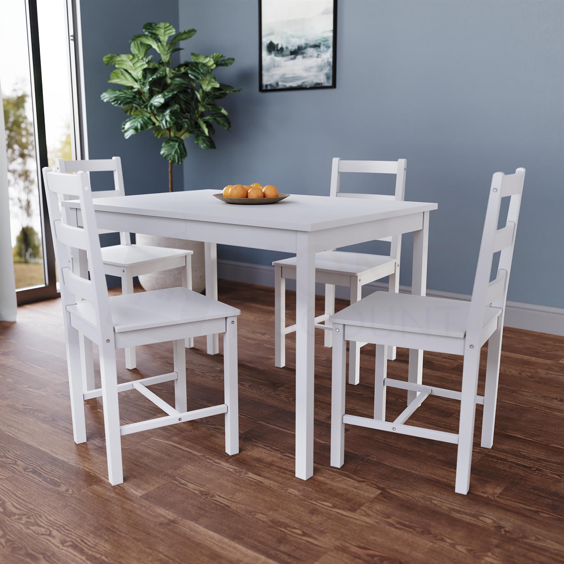 Solid Wood Dining Table and 2 4 Chairs Set Home Kitchen Furniture 3 Colours - Picture 26 of 73