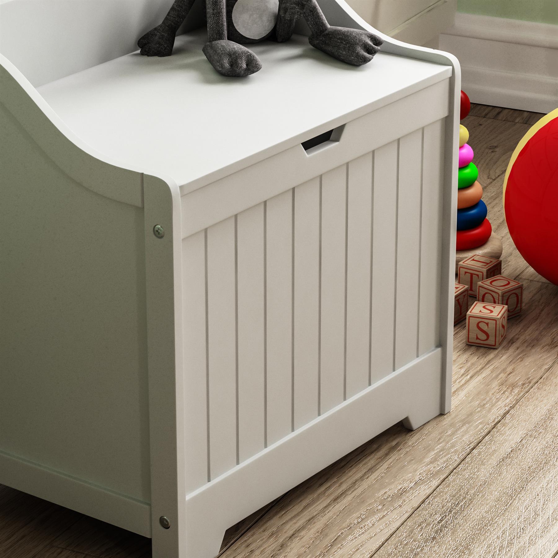 Wooden Toy Box Storage Ottoman Unit Kids Toys Childrens Nursery Bedroom Chest - Picture 12 of 15