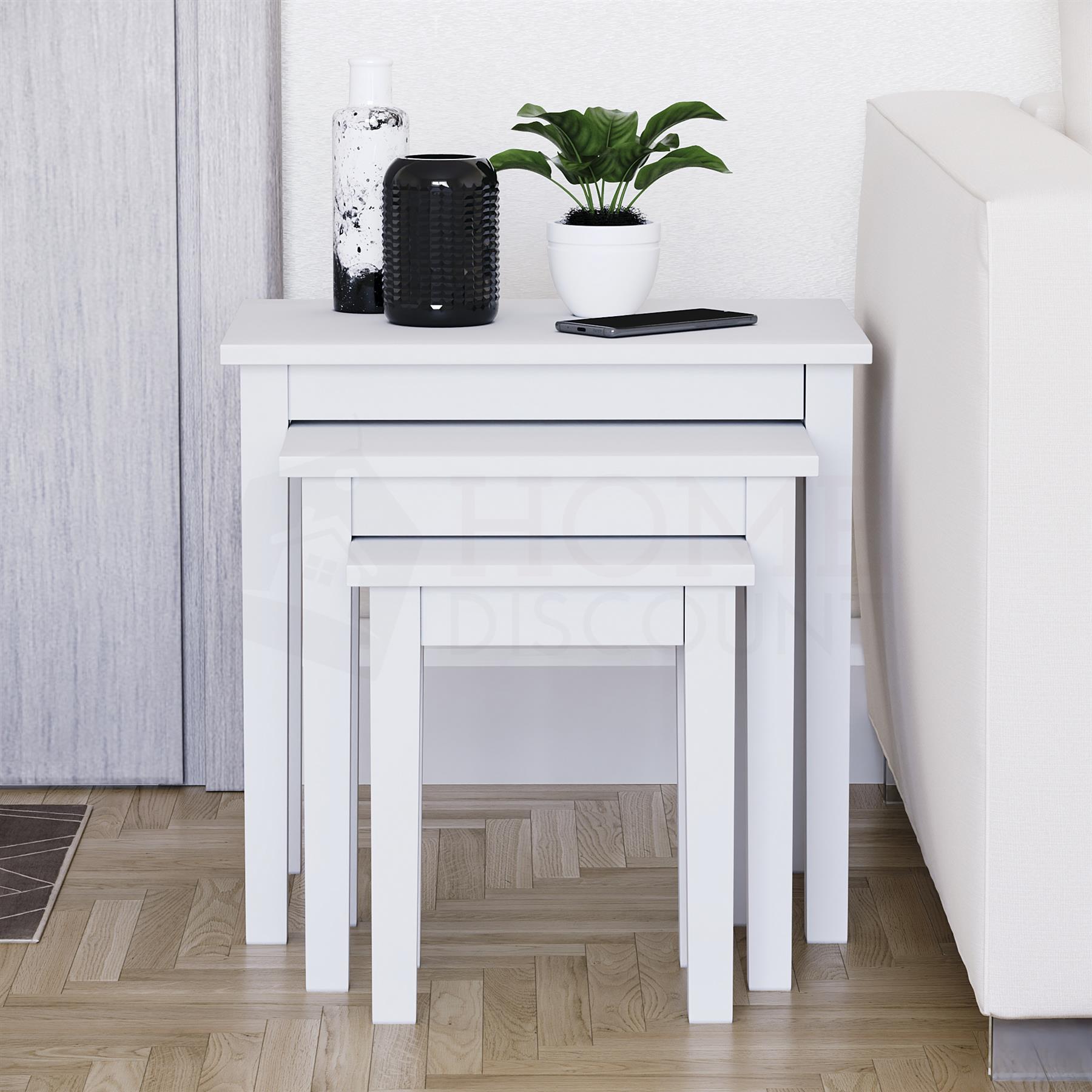 Wooden Nest of Tables 3 Piece Table Set Coffee Side Living Room Furniture - Picture 25 of 37