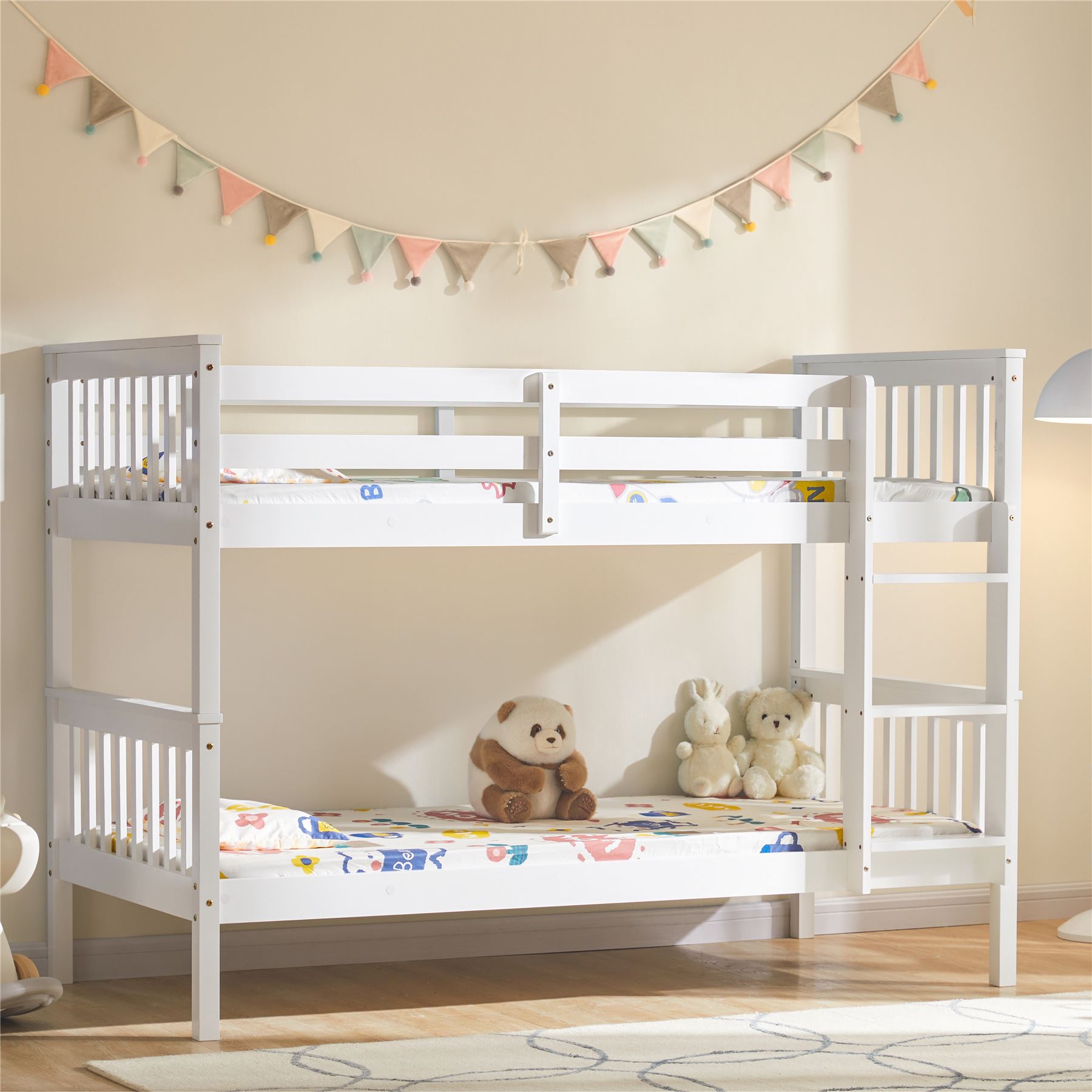 Wooden Bunk Beds Detachable Triple Sleeper High Sleeper Ladder Kids - Picture 9 of 25