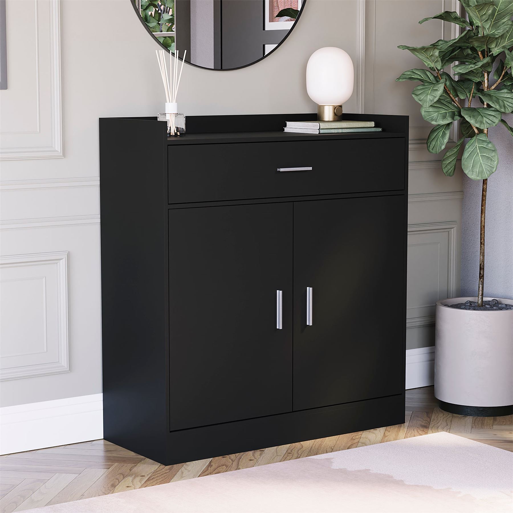 Vida Designs Dalby Shoe Storage Cabinet 2 Door 1 Drawer Shoe Rack Cupboard - Picture 10 of 37