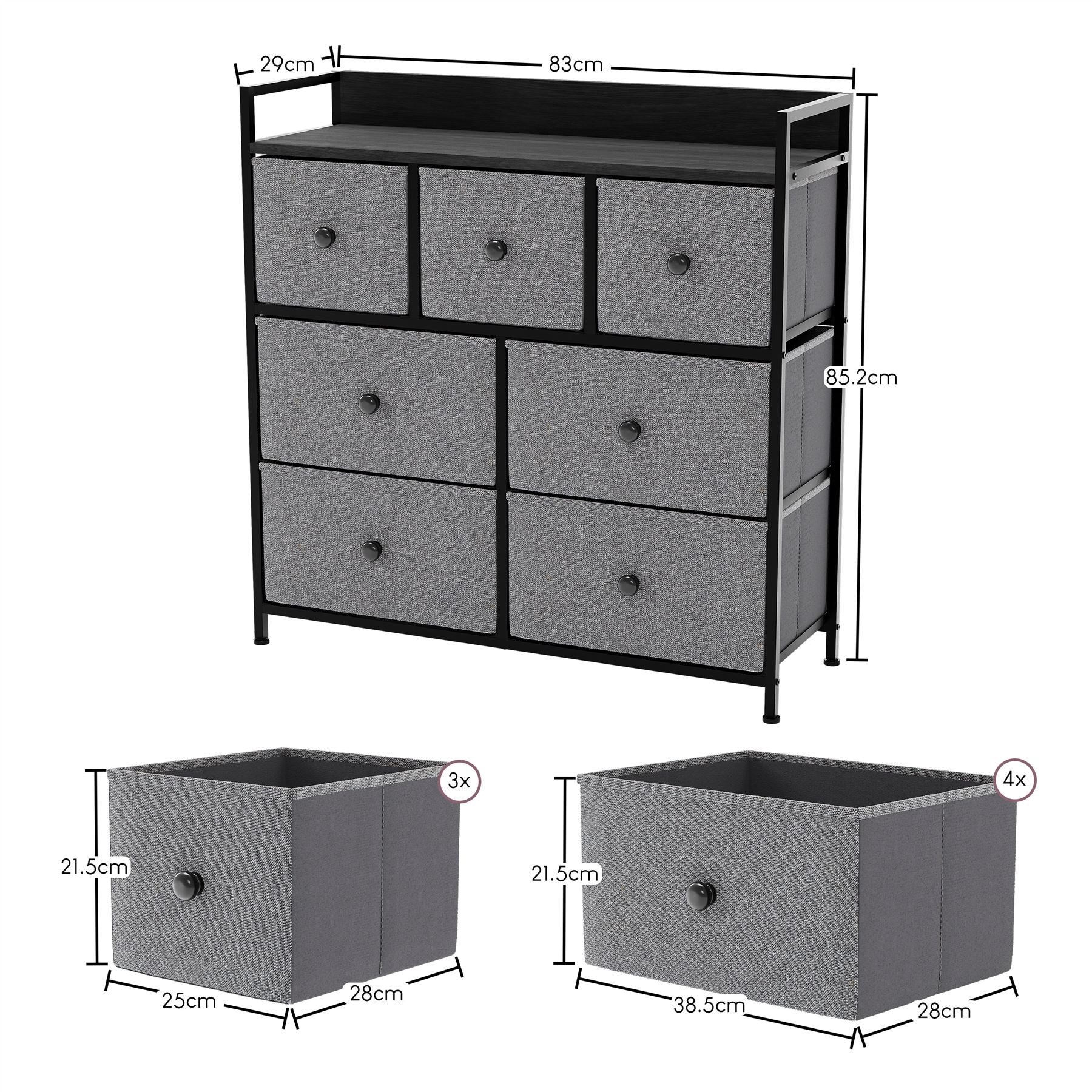 Vida Designs Stoff Kommode Aufbewahrungsschrank Schlafzimmer Flur 'UKFR' - Bild 125 von 193