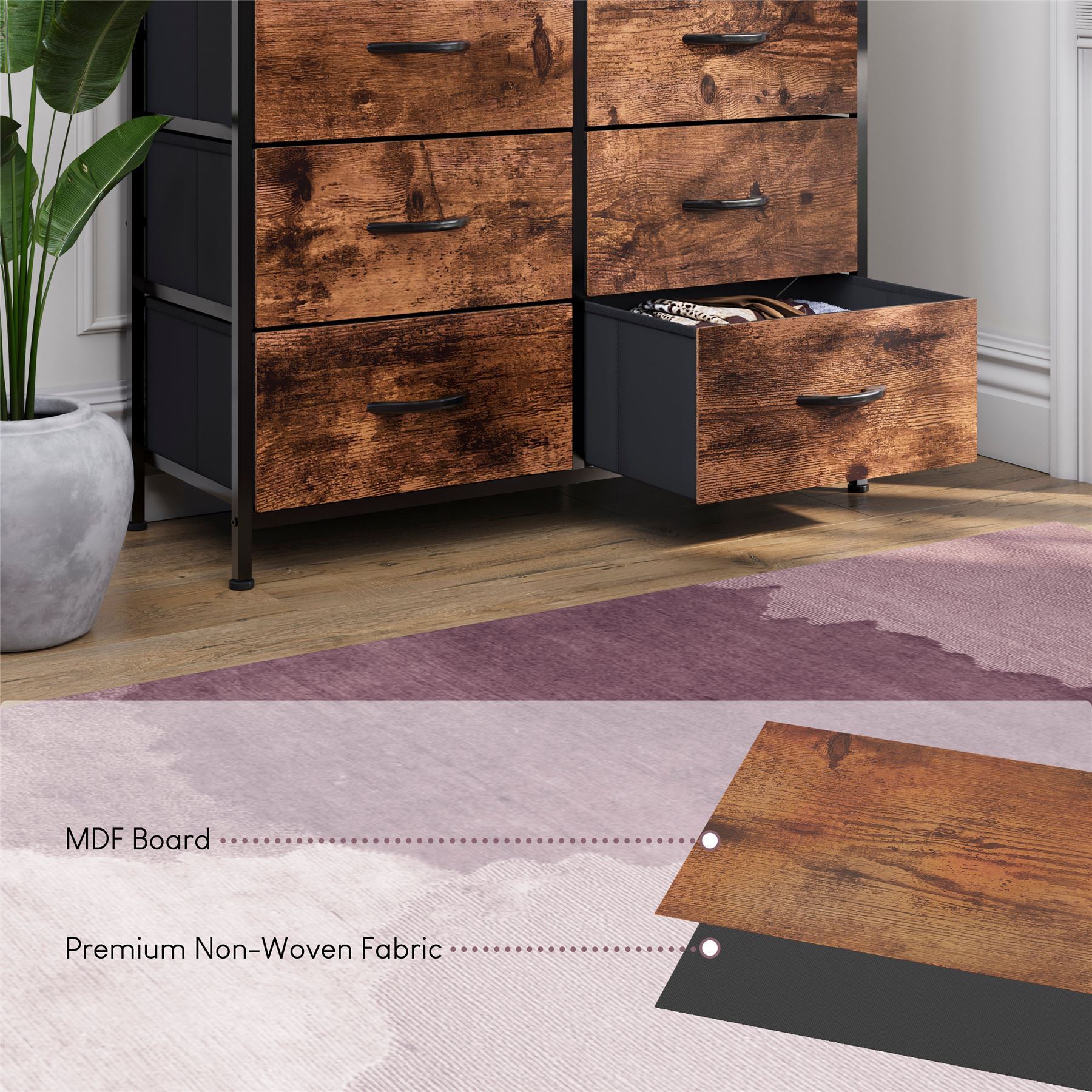 Moderne Stoff Kommode Aufbewahrung Organizer Schlafzimmer Möbel "UKFR" - Bild 54 von 65