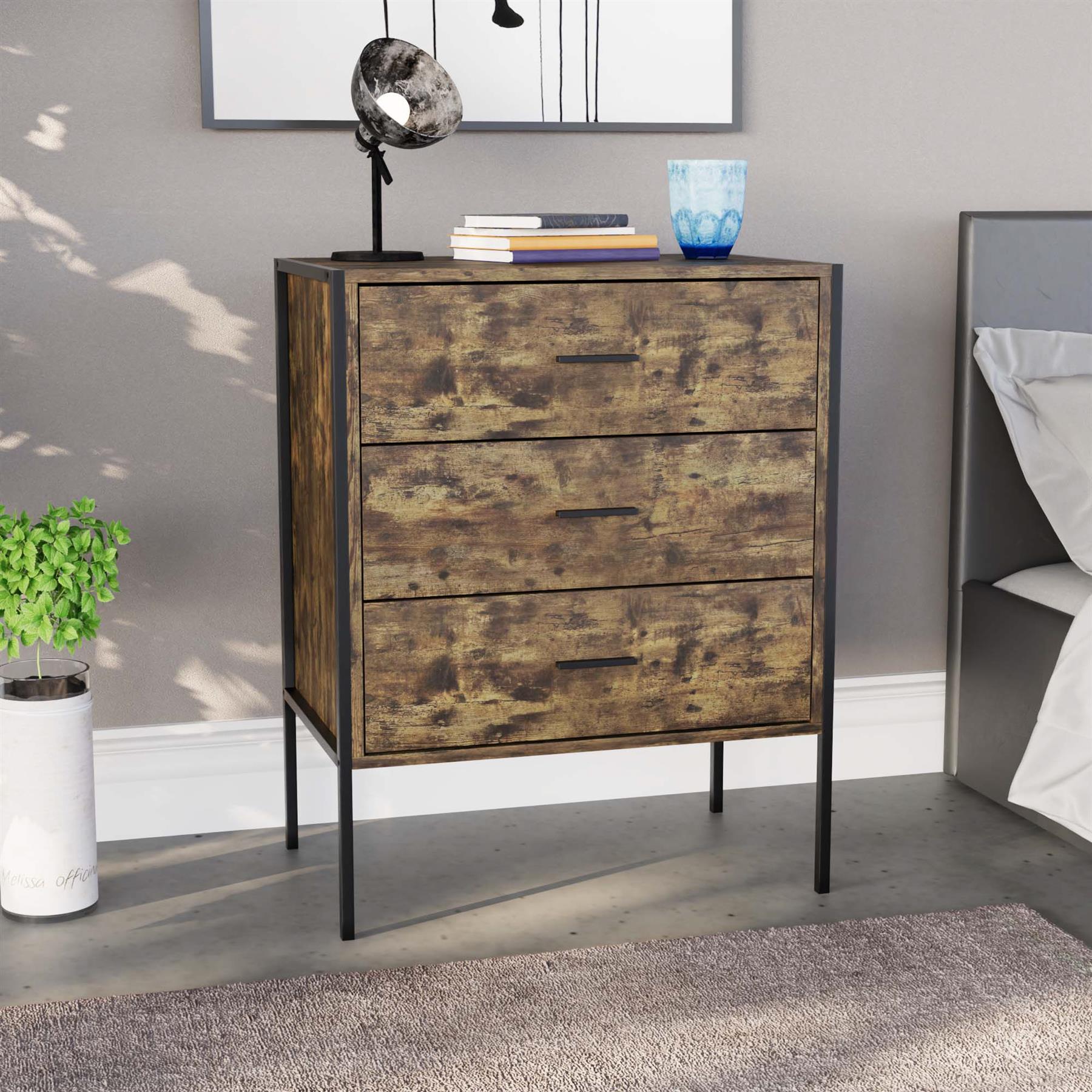 Industrial Chest of Drawers Bedroom Furniture Bedside Chest 1 to 6 Drawers - Picture 26 of 61