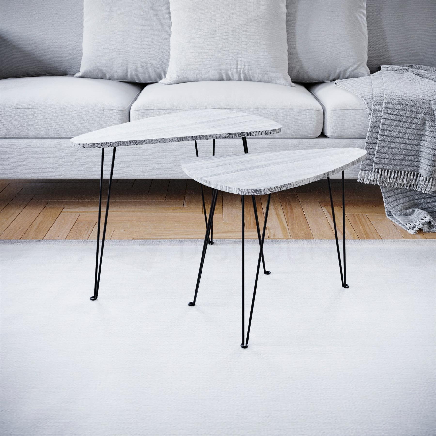 Set of 2 3 Coffee Nesting Table Set Sofa Side End Table Industrial Living Room - Picture 42 of 107
