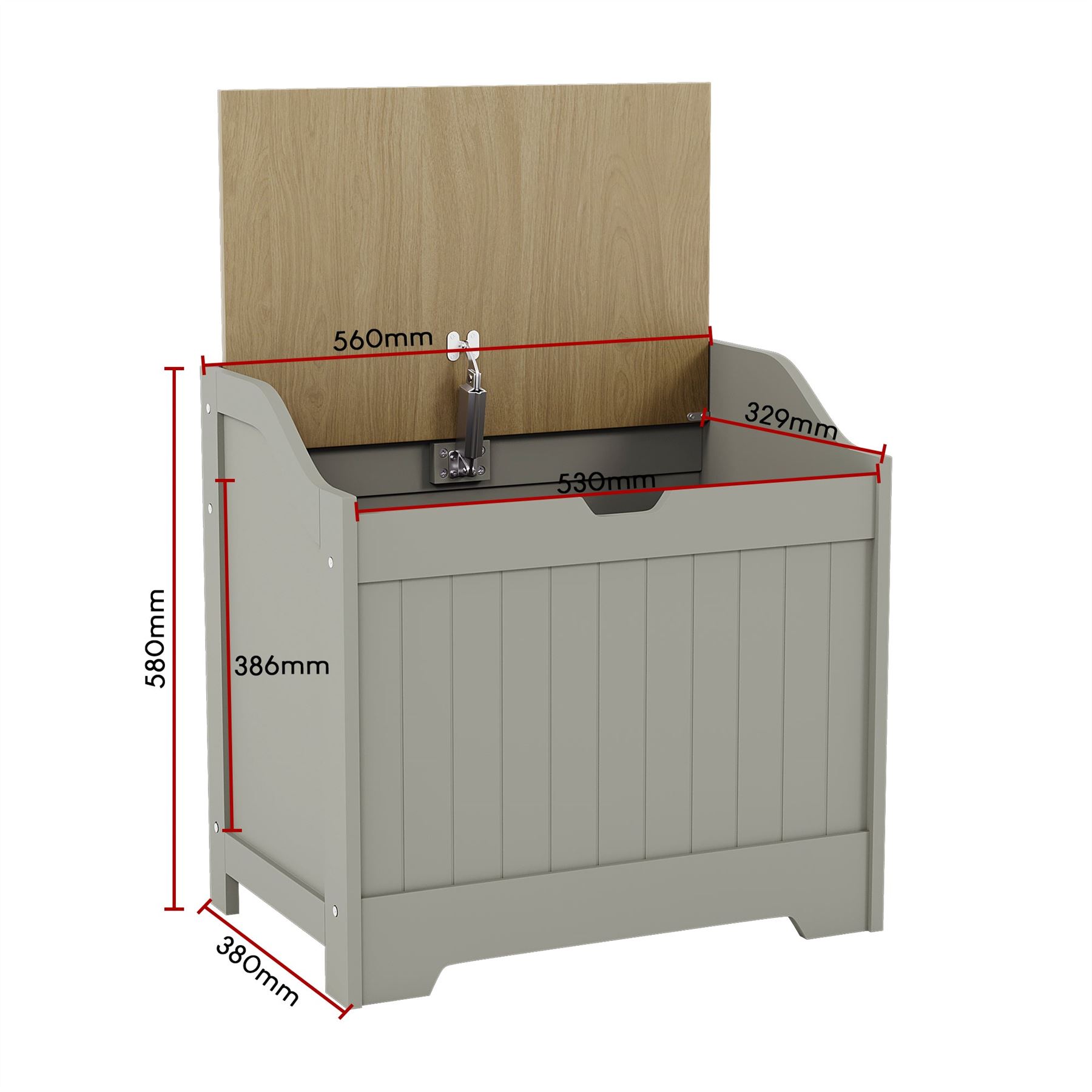 Bathroom Laundry Chest Storage Ottoman Hamper Cabinet Box MDF Wood Basket Bin - Picture 12 of 25