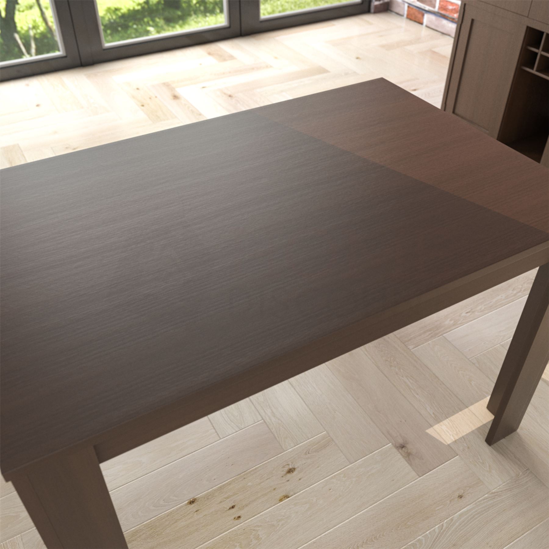 Dining Table & Chairs Set 4/6 Faux Leather Fabric Kitchen Padded Seat Furniture - Picture 9 of 87