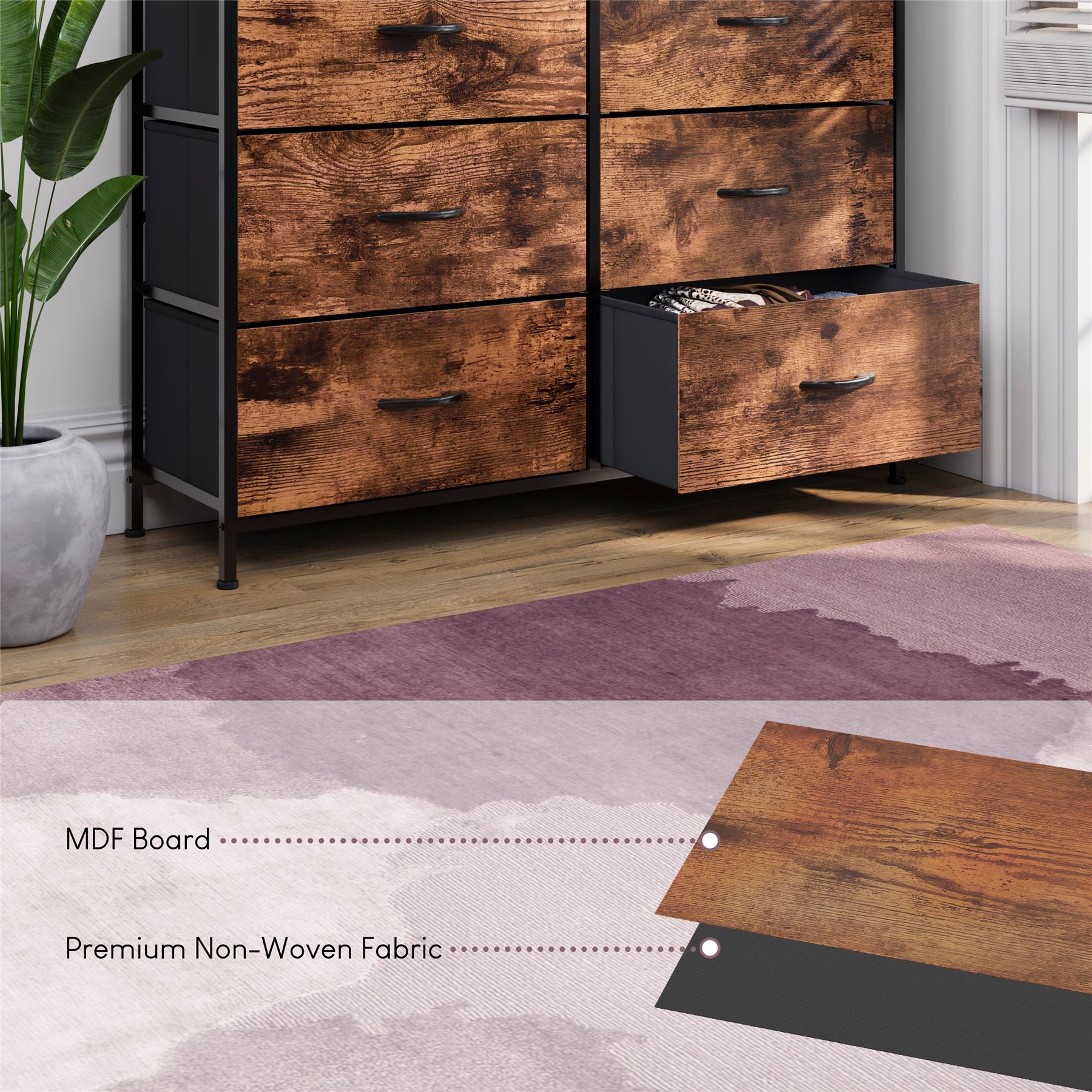 Moderne Stoff Kommode Aufbewahrung Organizer Schlafzimmer Möbel "UKFR" - Bild 62 von 65