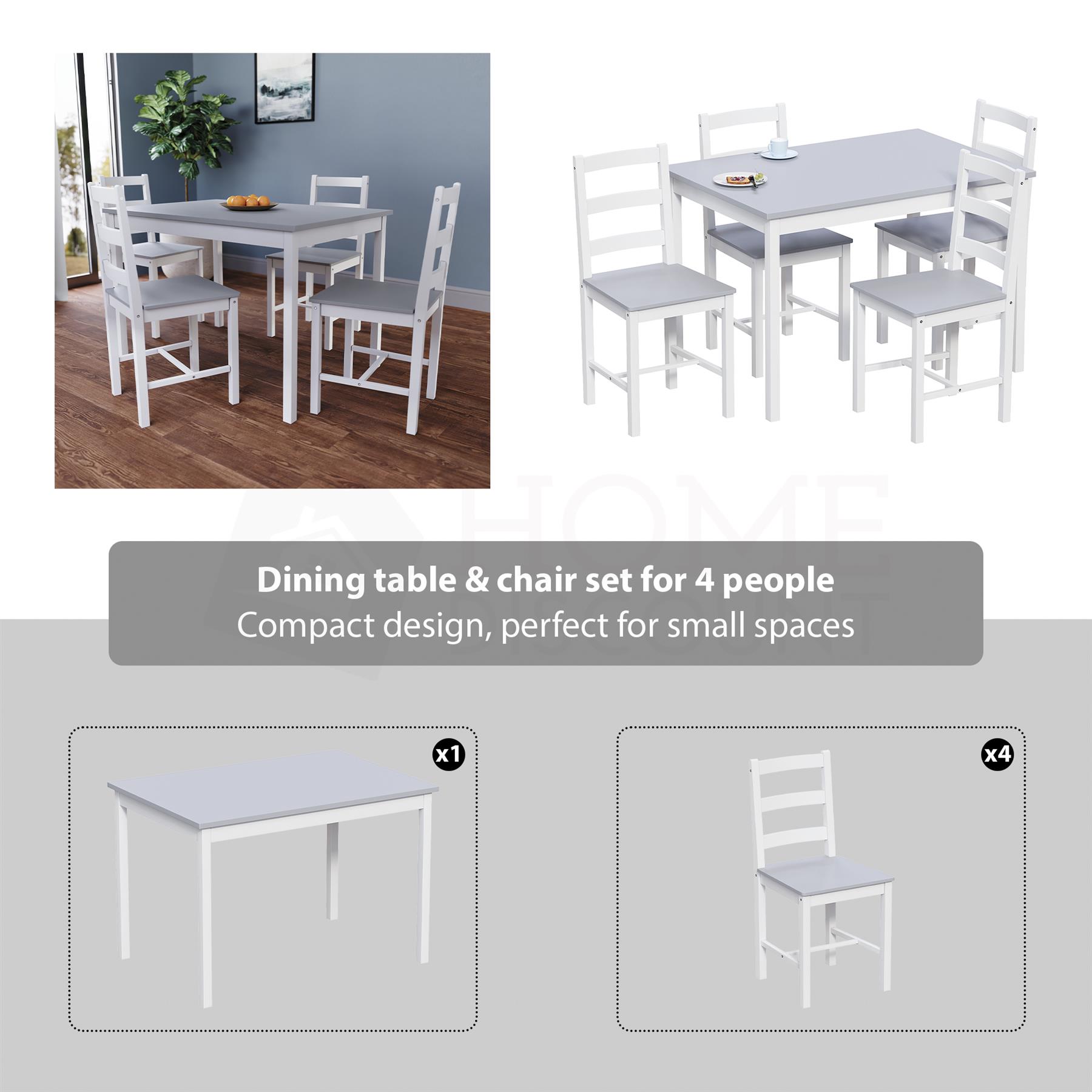 Solid Wood Dining Table and 2 4 Chairs Set Home Kitchen Furniture 3 Colours - Picture 70 of 73
