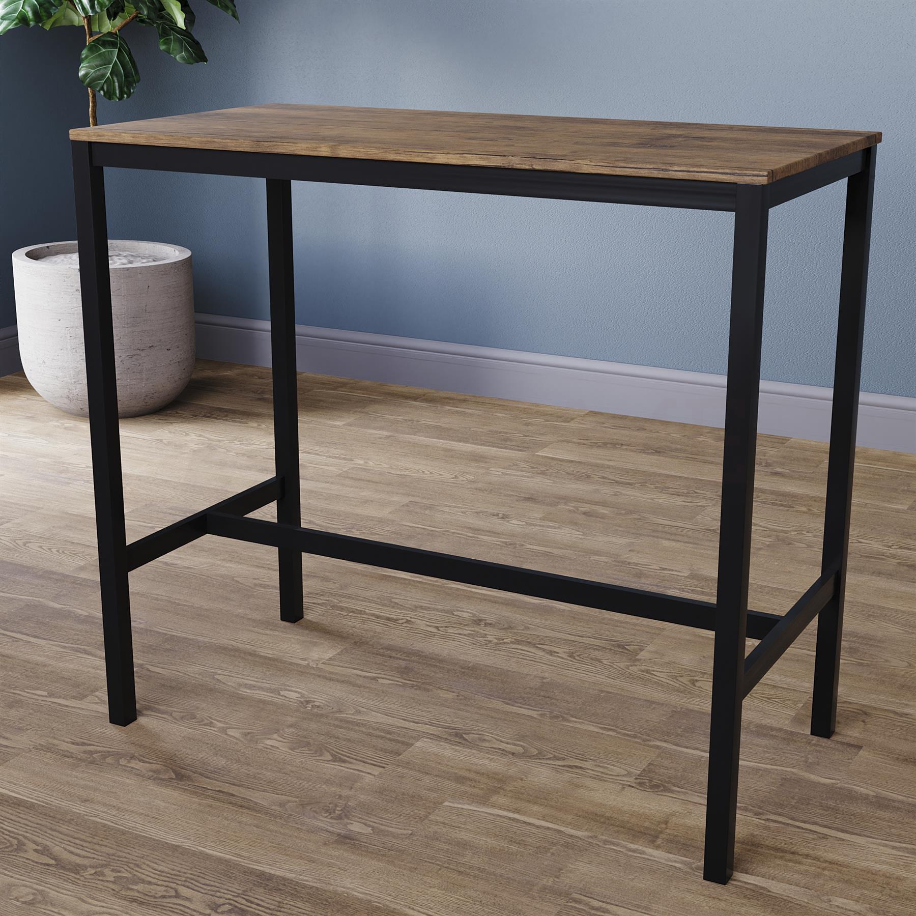 Wooden Bar Table & Stool Set 2 Seater Chair Industrial Kitchen Dining Room - Picture 26 of 37