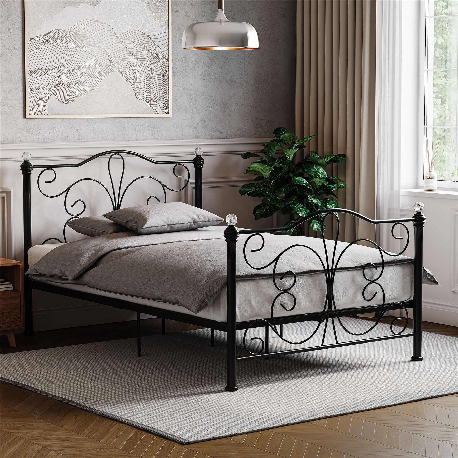 Metal Bed Single Double King Size Slat Base Headboard Set Bedroom Furniture - Picture 75 of 187