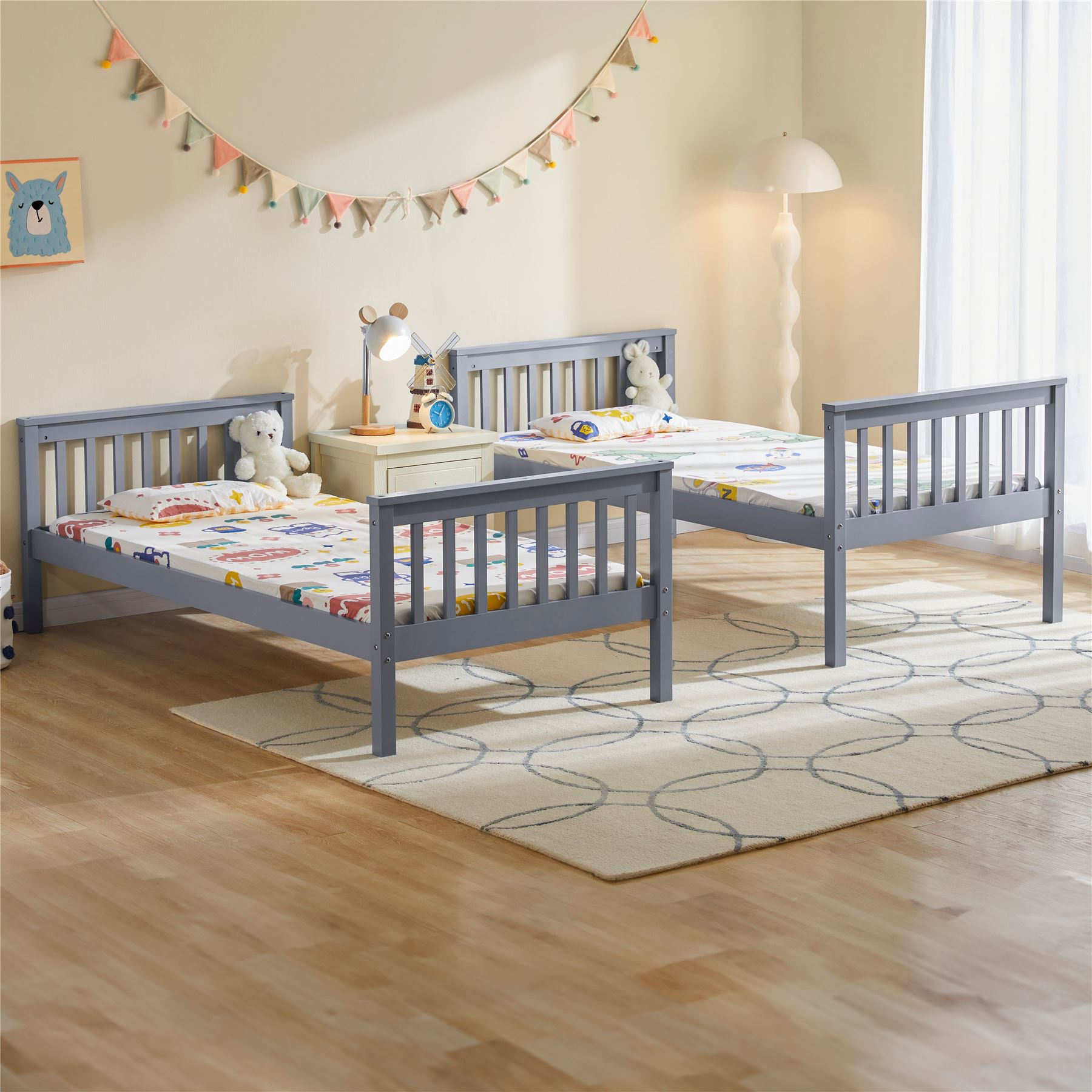 Wooden Bunk Beds Detachable Triple Sleeper High Sleeper Ladder Kids - Picture 7 of 25