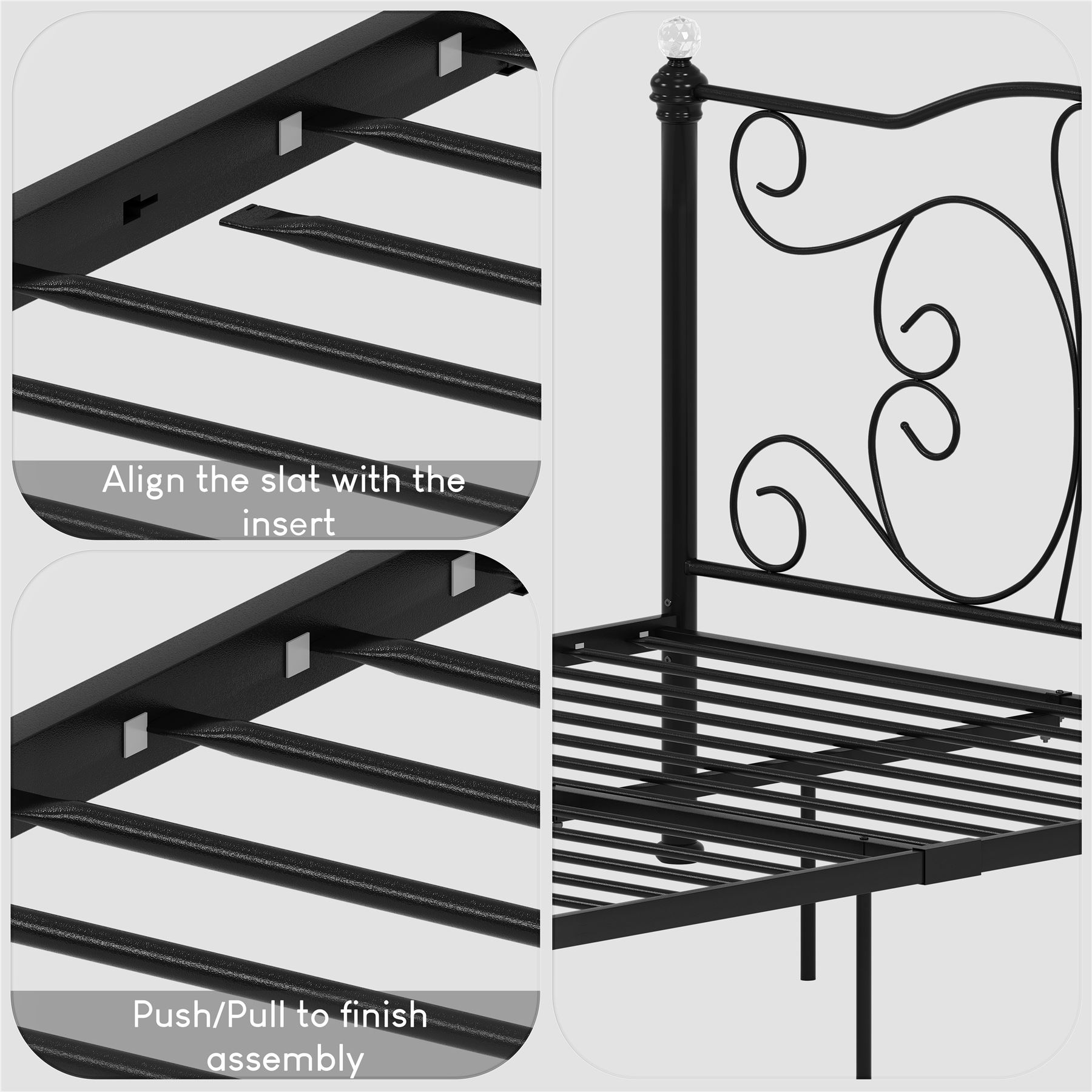 Metal Bed Double King Size Frame 4FT 4FT6 5FT Chicago Mattress Black White - Picture 6 of 14